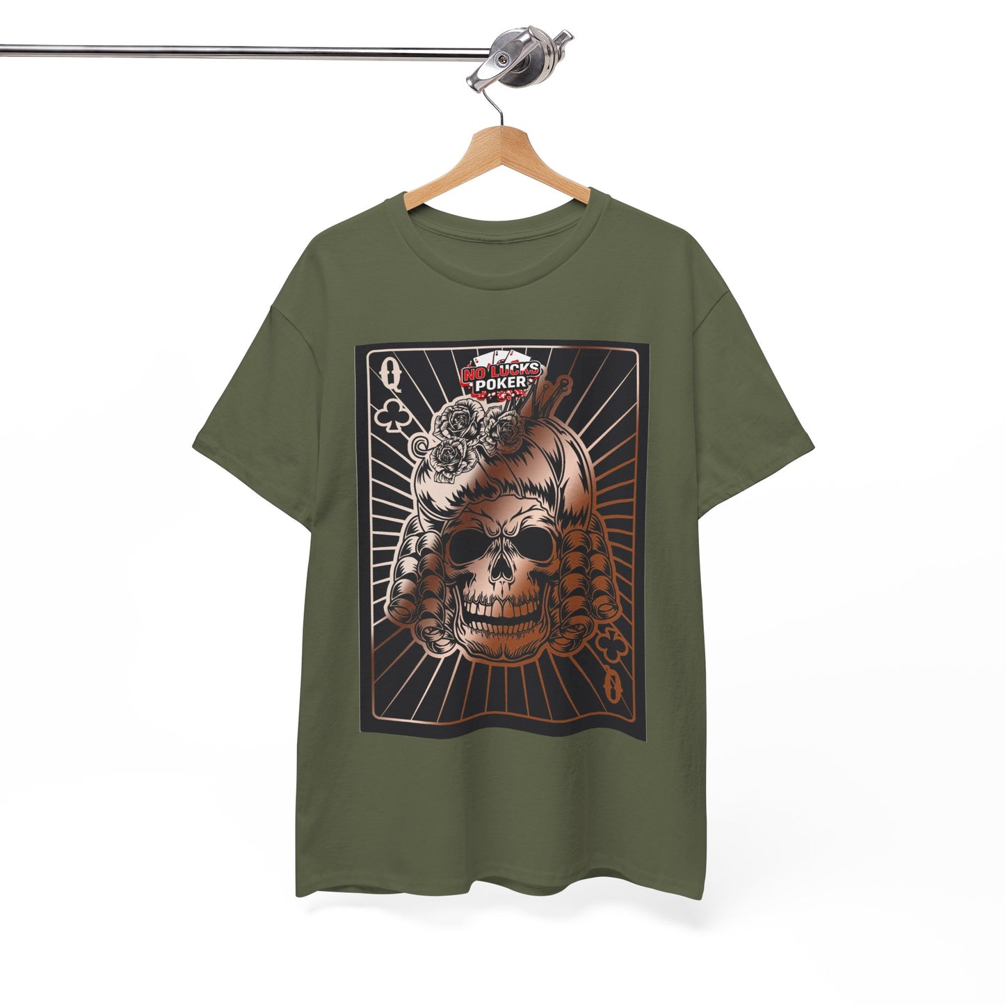 No Lucks Given Angry Queen of Clubs Copper Poker T-Shirt Must have Good Luck All-in
