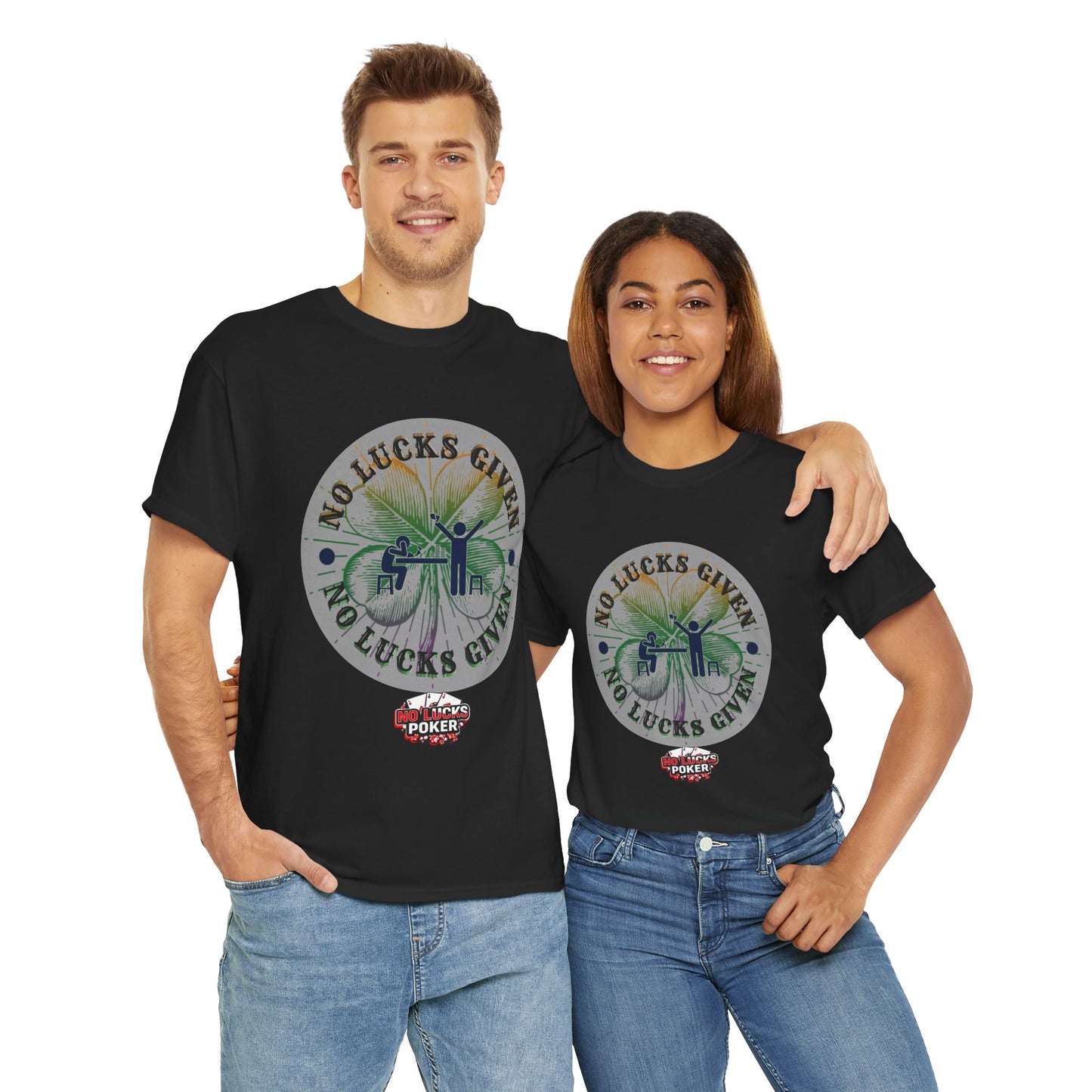 No Lucks Given – Large Clover Poker T-Shirt | Skill Over Luck