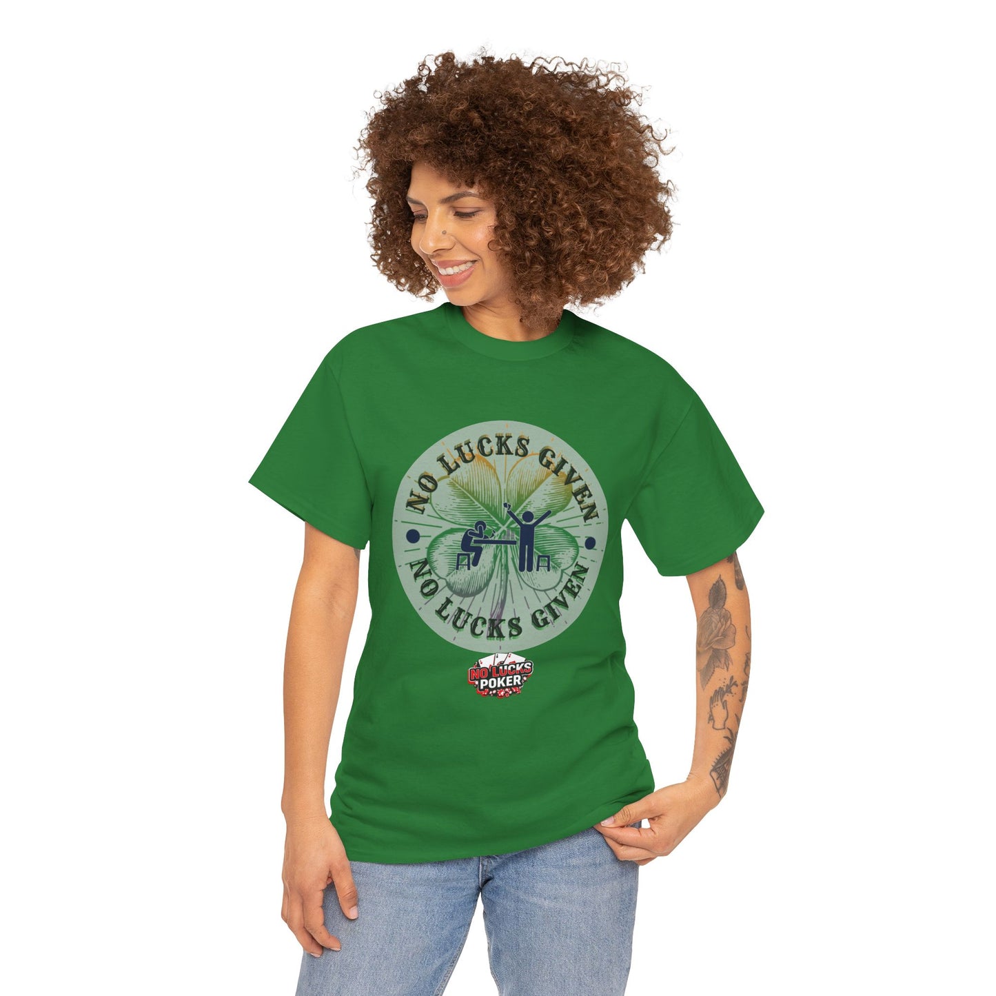 No Lucks Given – Large Clover Poker T-Shirt | Skill Over Luck