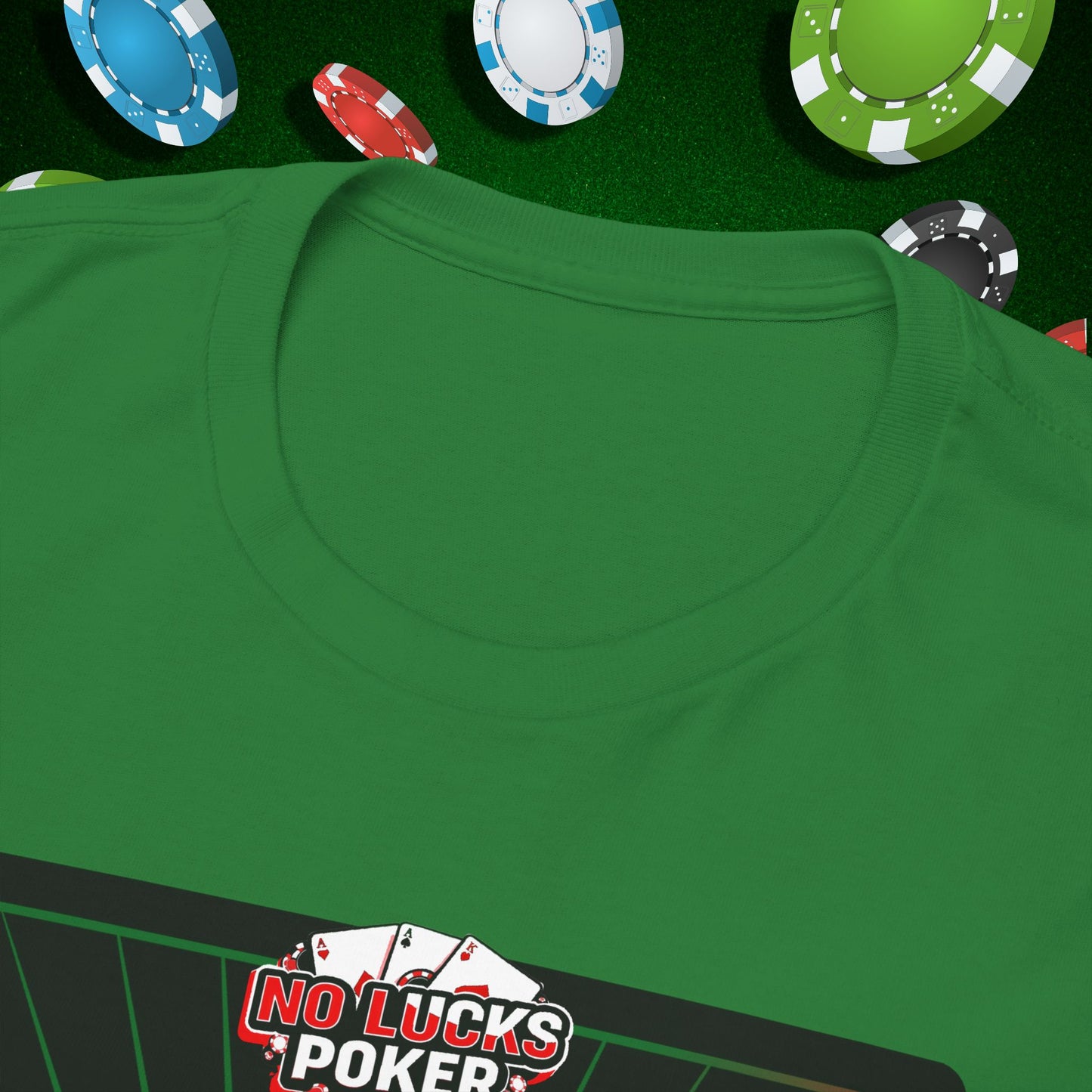No Lucks Given Ace of Hearts card with two big axes Green Red Poker T-Shirt Must have Good Luck All-in