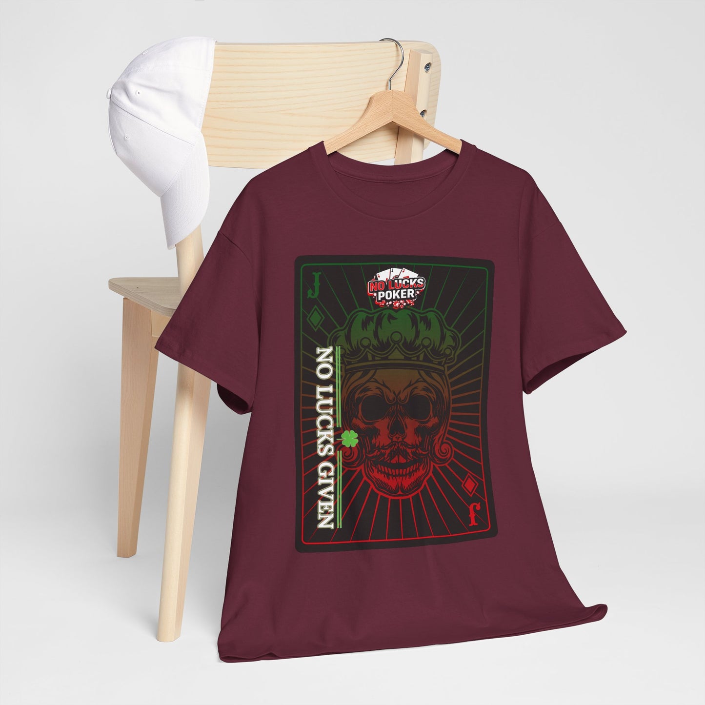 No Lucks Given – Jack Skull Crown Poker Tee (Green & Red Edition)