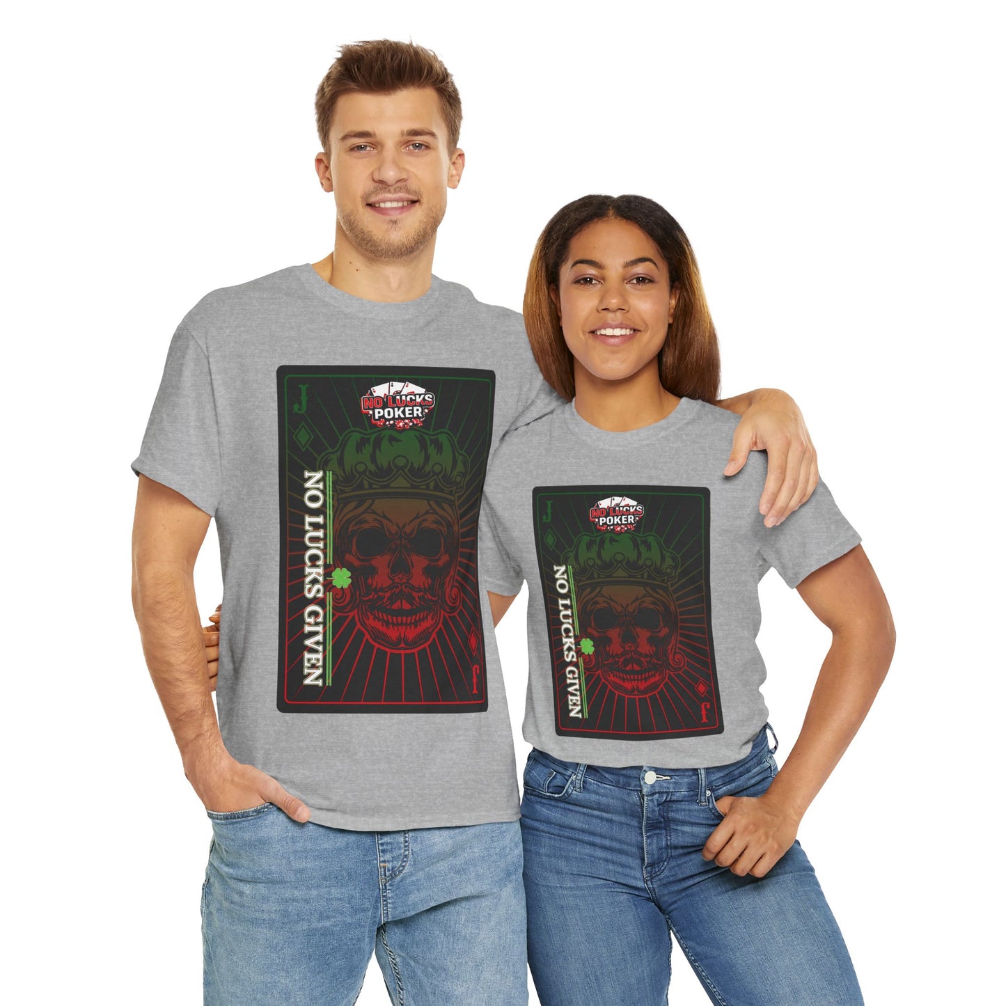 No Lucks Given – Jack Skull Crown Poker Tee (Green & Red Edition)