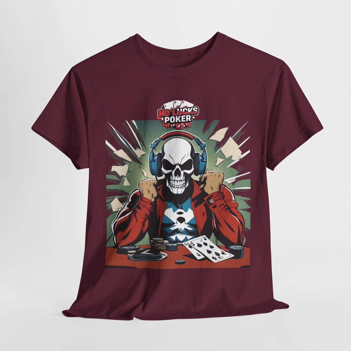 No Lucks Given – Poker Skull w/ Headphones Tee (Hero/Villain Edition)