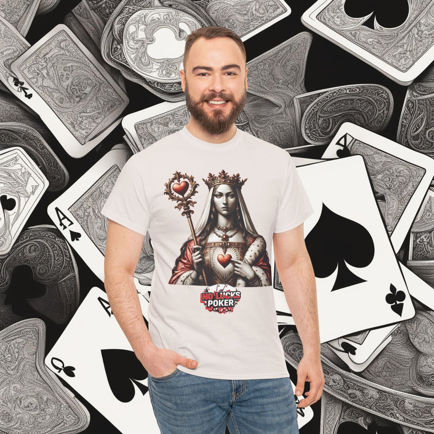 Queen of Hearts Poker T-Shirt | Unisex Heavy Cotton Tee
