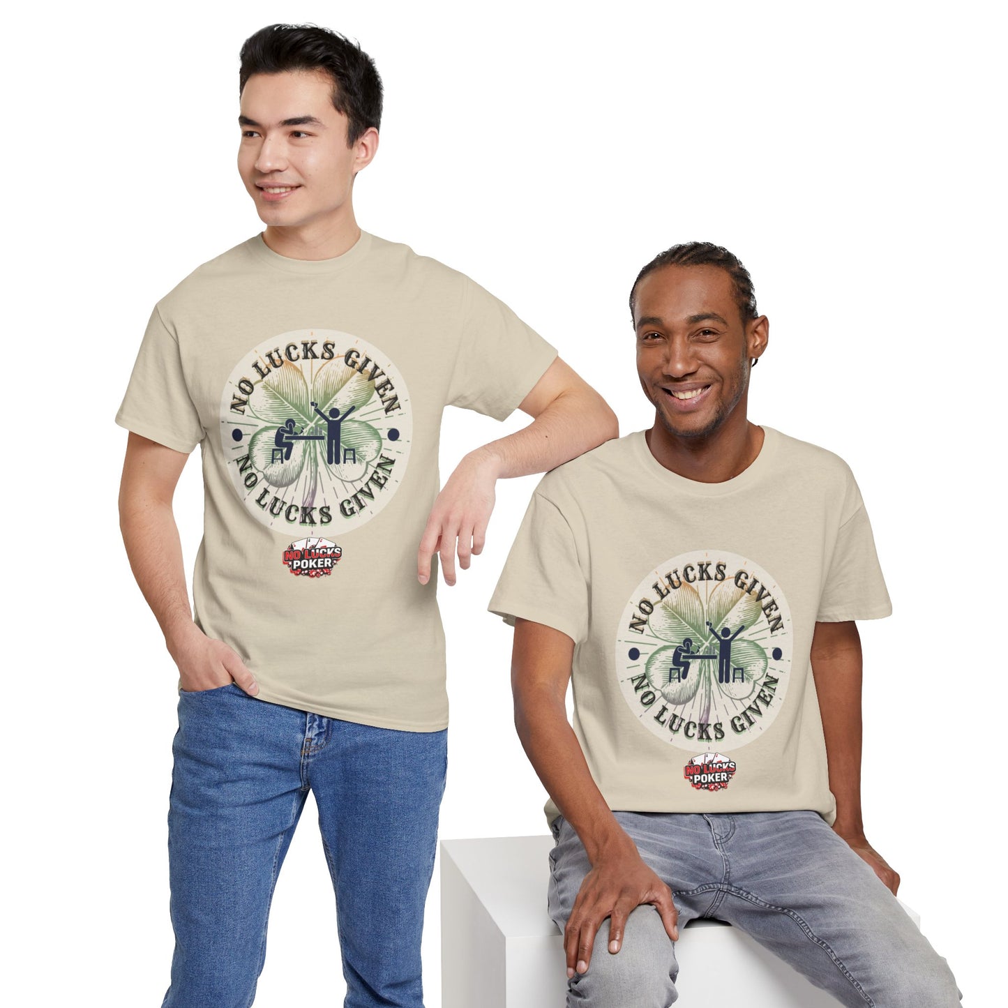 No Lucks Given – Large Clover Poker T-Shirt | Skill Over Luck