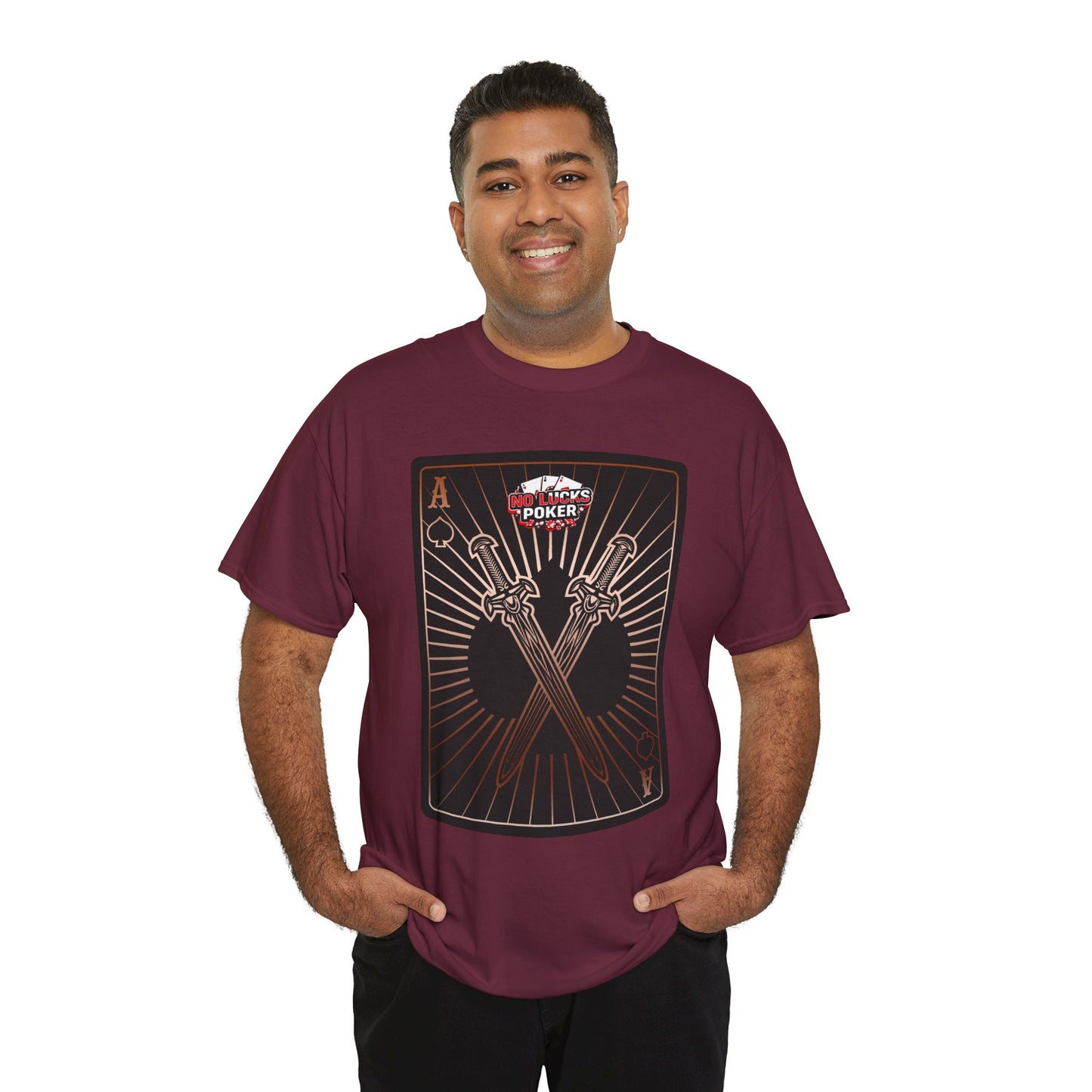 No Lucks Given – Ace of Spades & Crossed Swords Poker T-Shirt (Copper Edition)