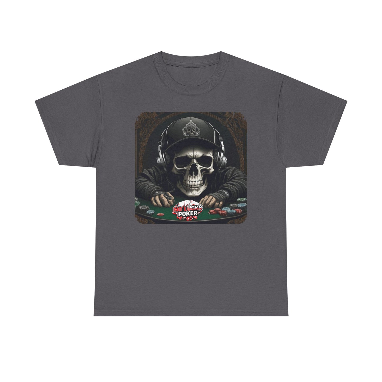 No Lucks Given – Hoodie Skull & Headphones Poker Tee
