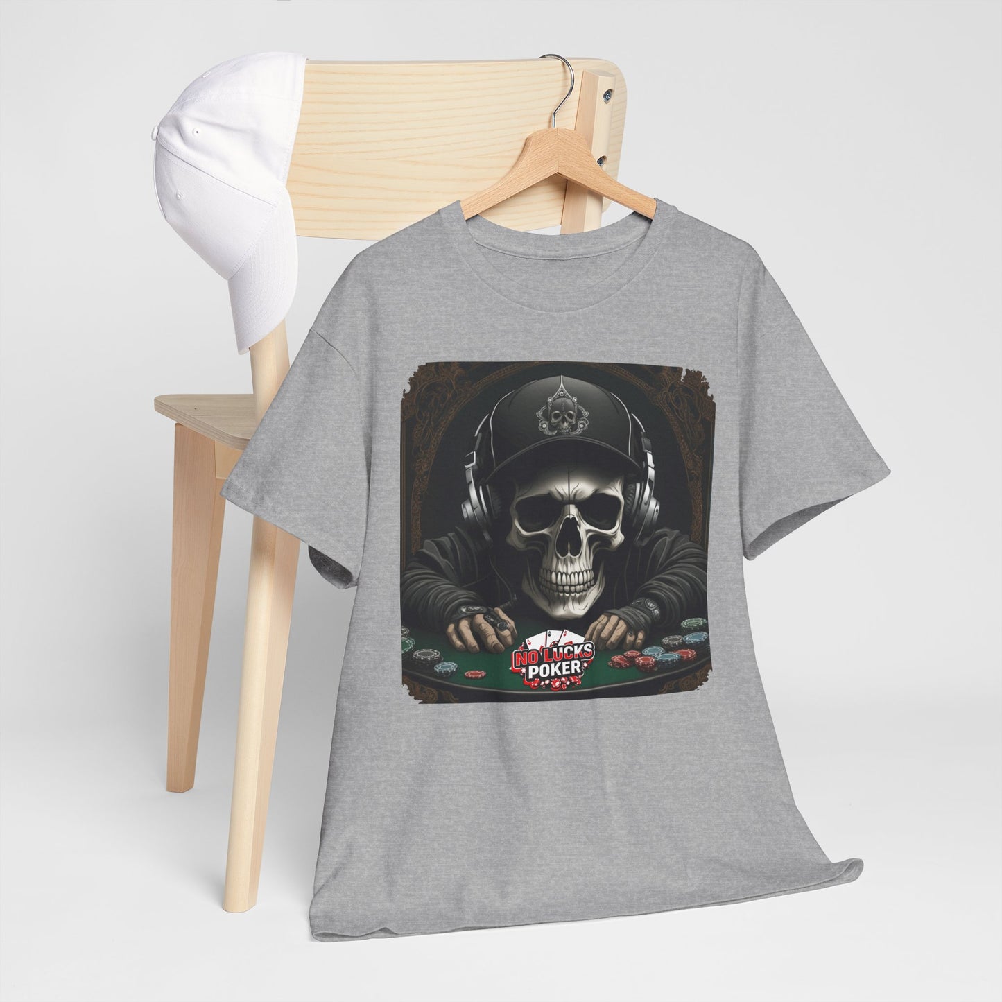 No Lucks Given – Hoodie Skull & Headphones Poker Tee