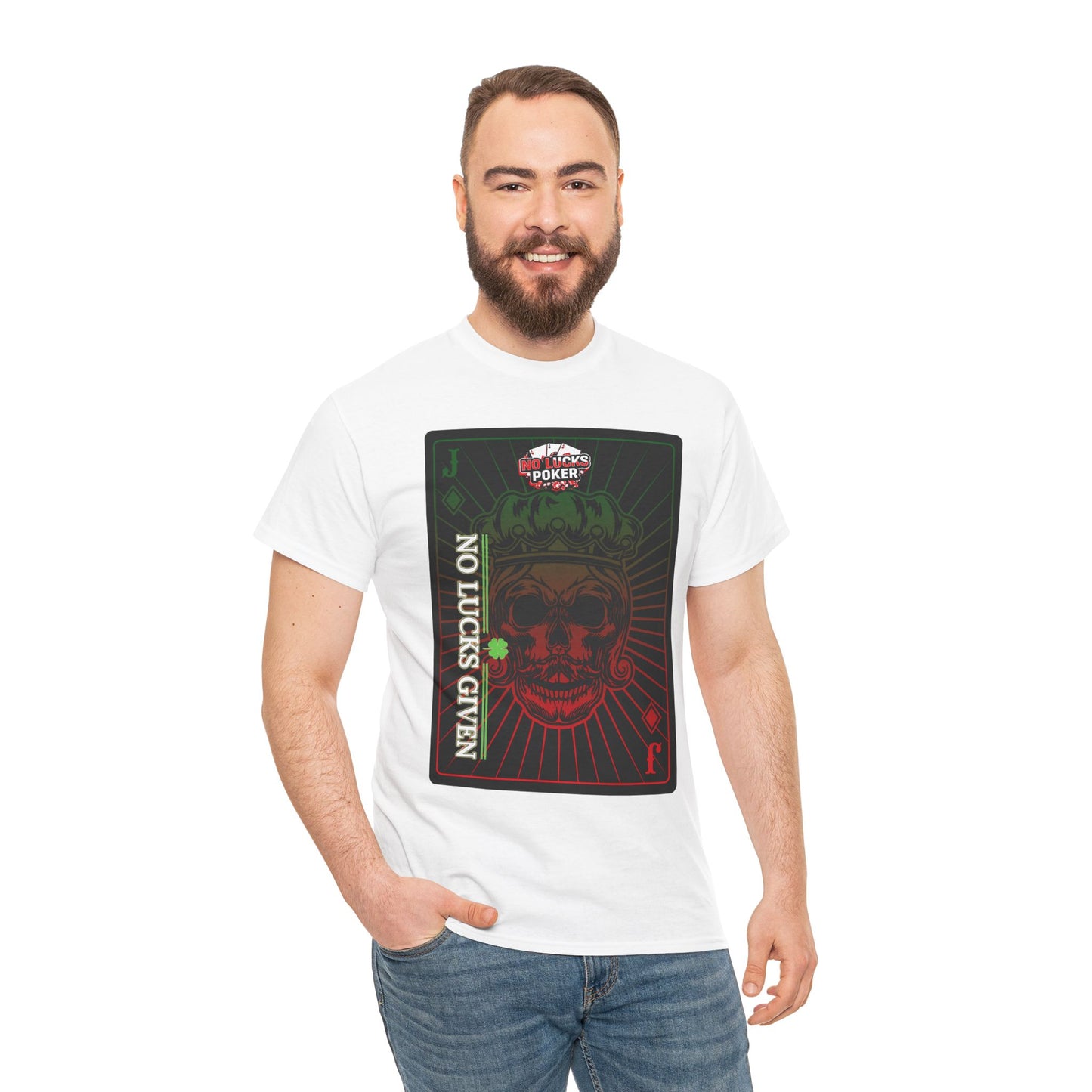 No Lucks Given – Jack Skull Crown Poker Tee (Green & Red Edition)