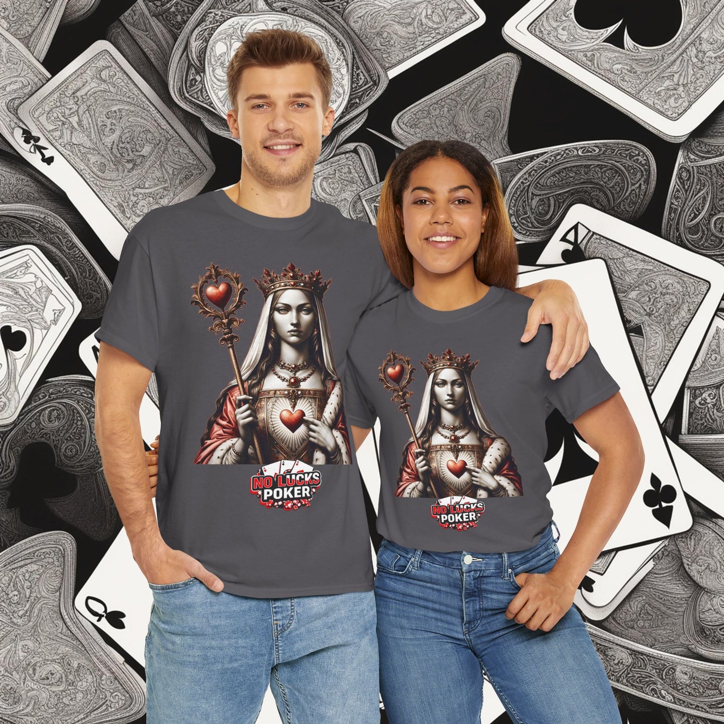 Queen of Hearts Poker T-Shirt | Unisex Heavy Cotton Tee
