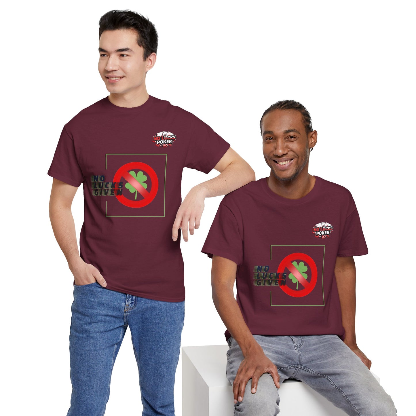 No Lucks Given Large Clover Poker T-Shirt Good Luck All-in