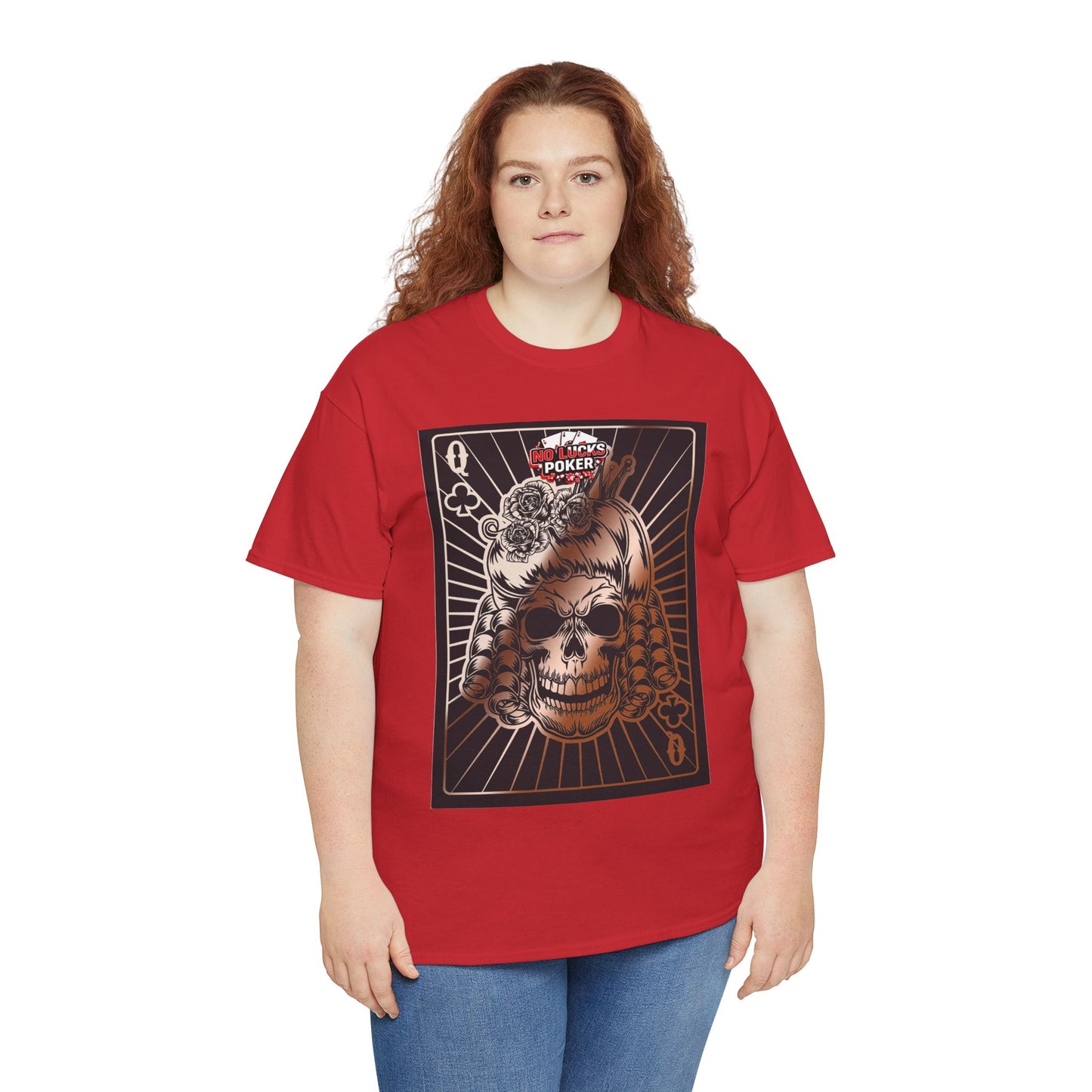 No Lucks Given Angry Queen of Clubs Copper Poker T-Shirt Must have Good Luck All-in