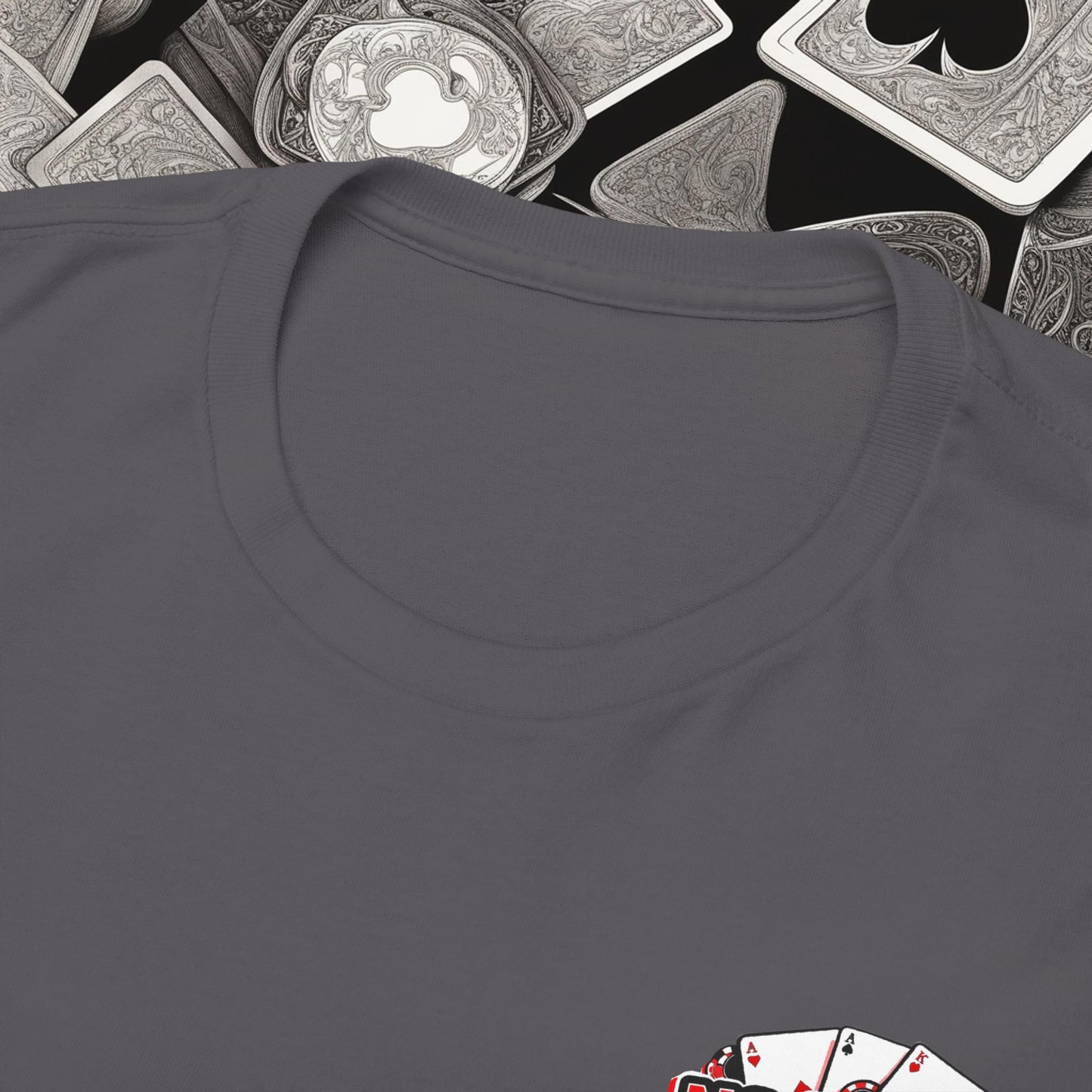 Poker Player with Skull at Poker Table 0 Lucks Given Unisex heavy cotton tee Poker Apparel