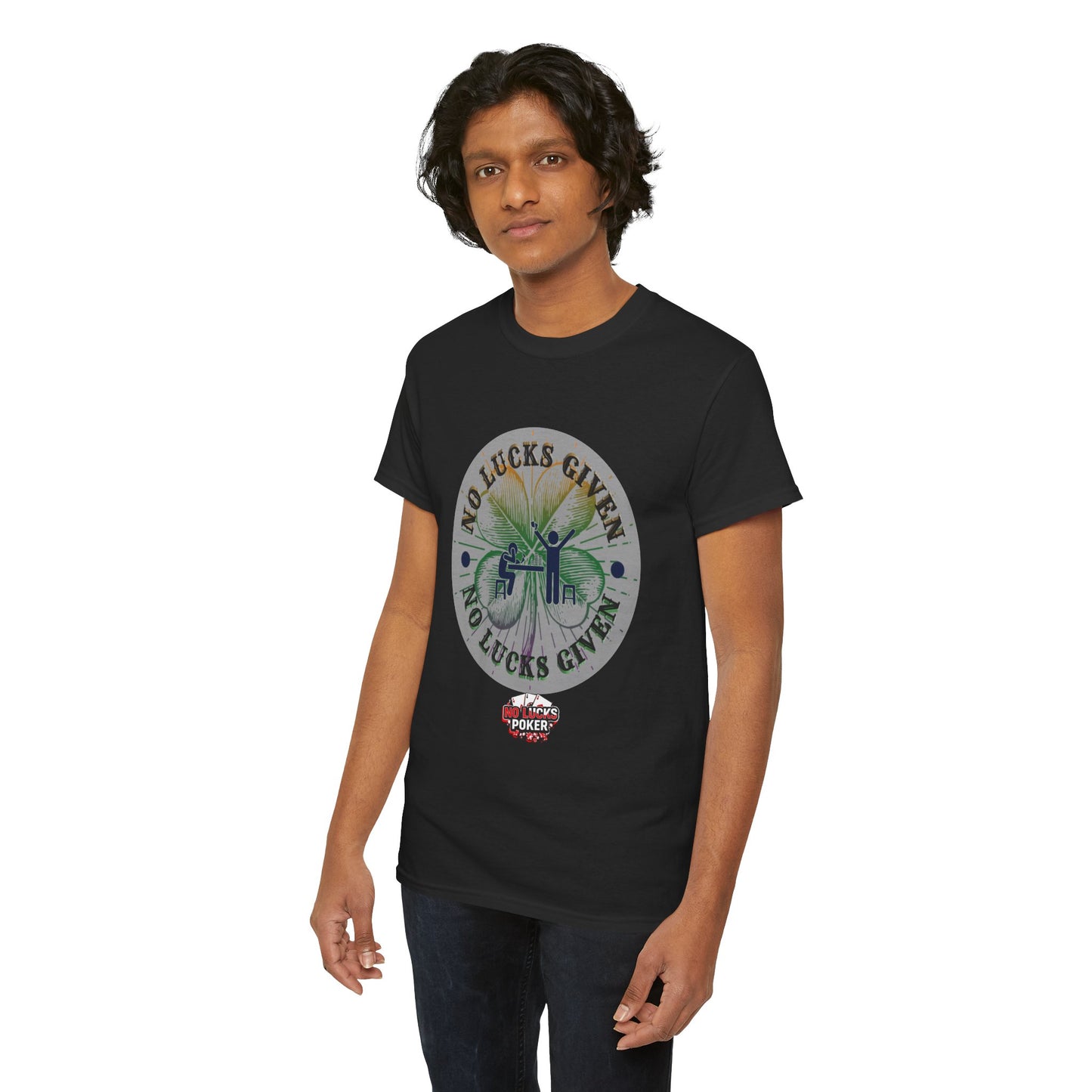 No Lucks Given – Large Clover Poker T-Shirt | Skill Over Luck