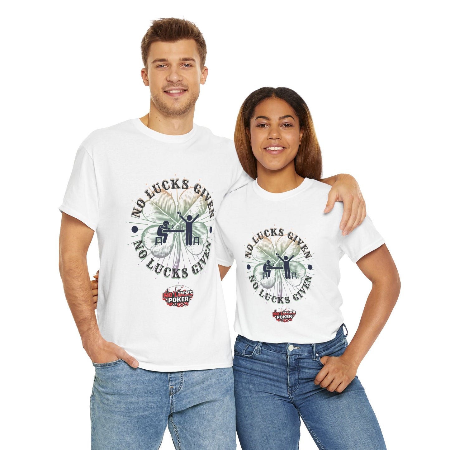No Lucks Given – Large Clover Poker T-Shirt | Skill Over Luck