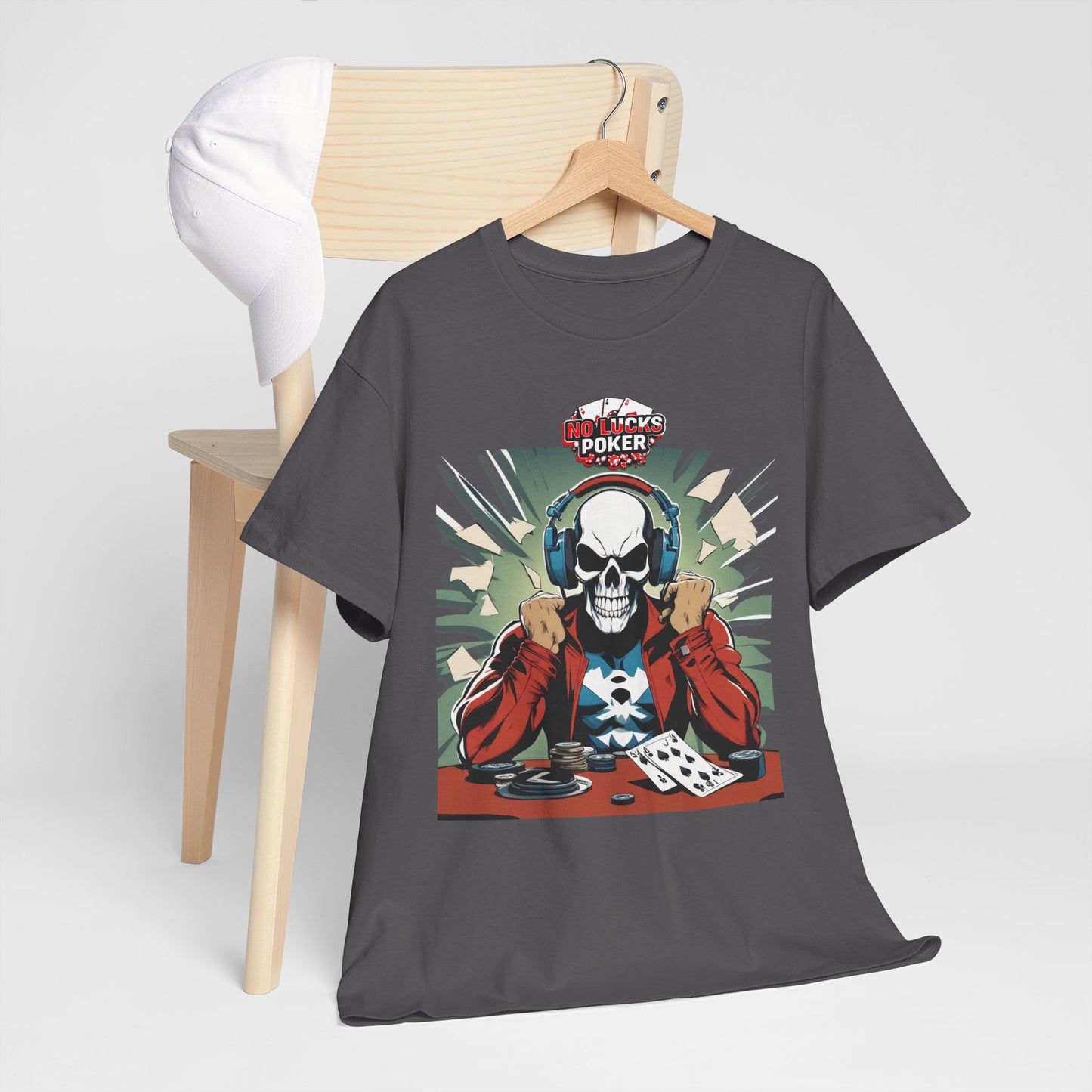 No Lucks Given – Poker Skull w/ Headphones Tee (Hero/Villain Edition)