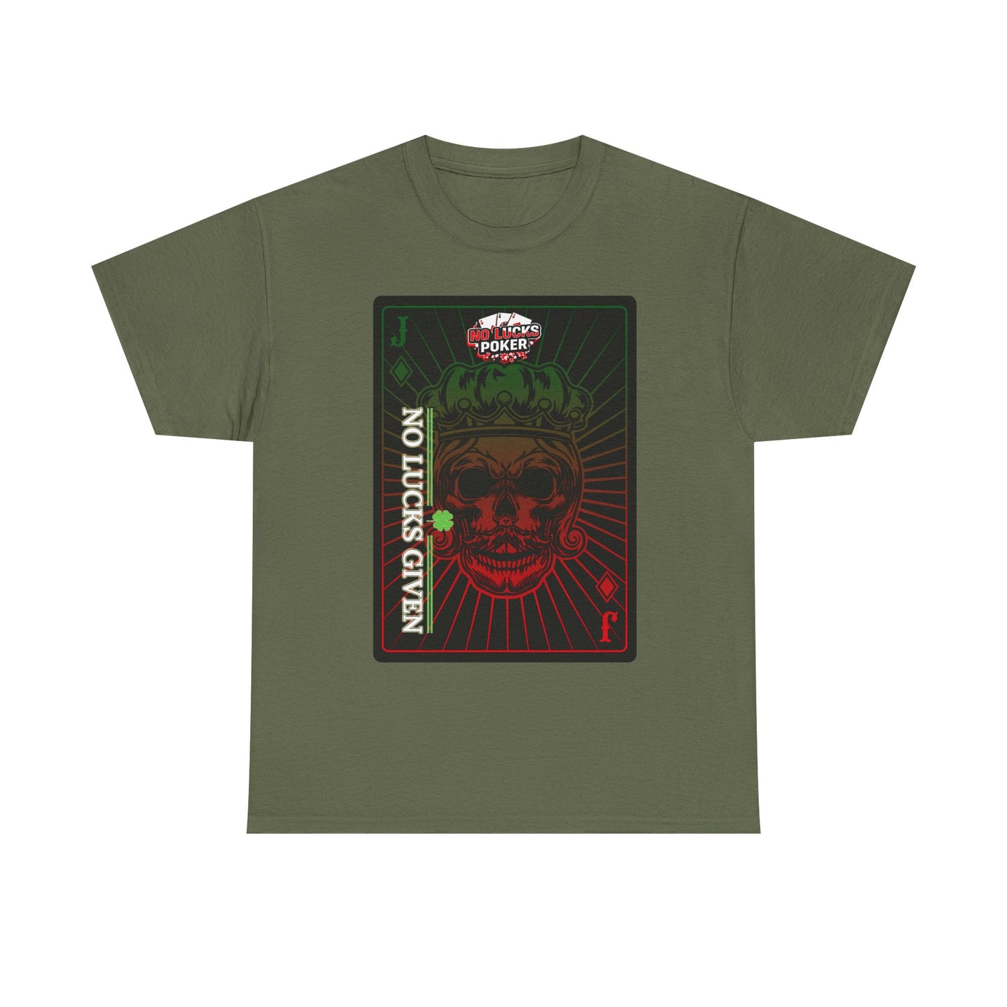 No Lucks Given – Jack Skull Crown Poker Tee (Green & Red Edition)