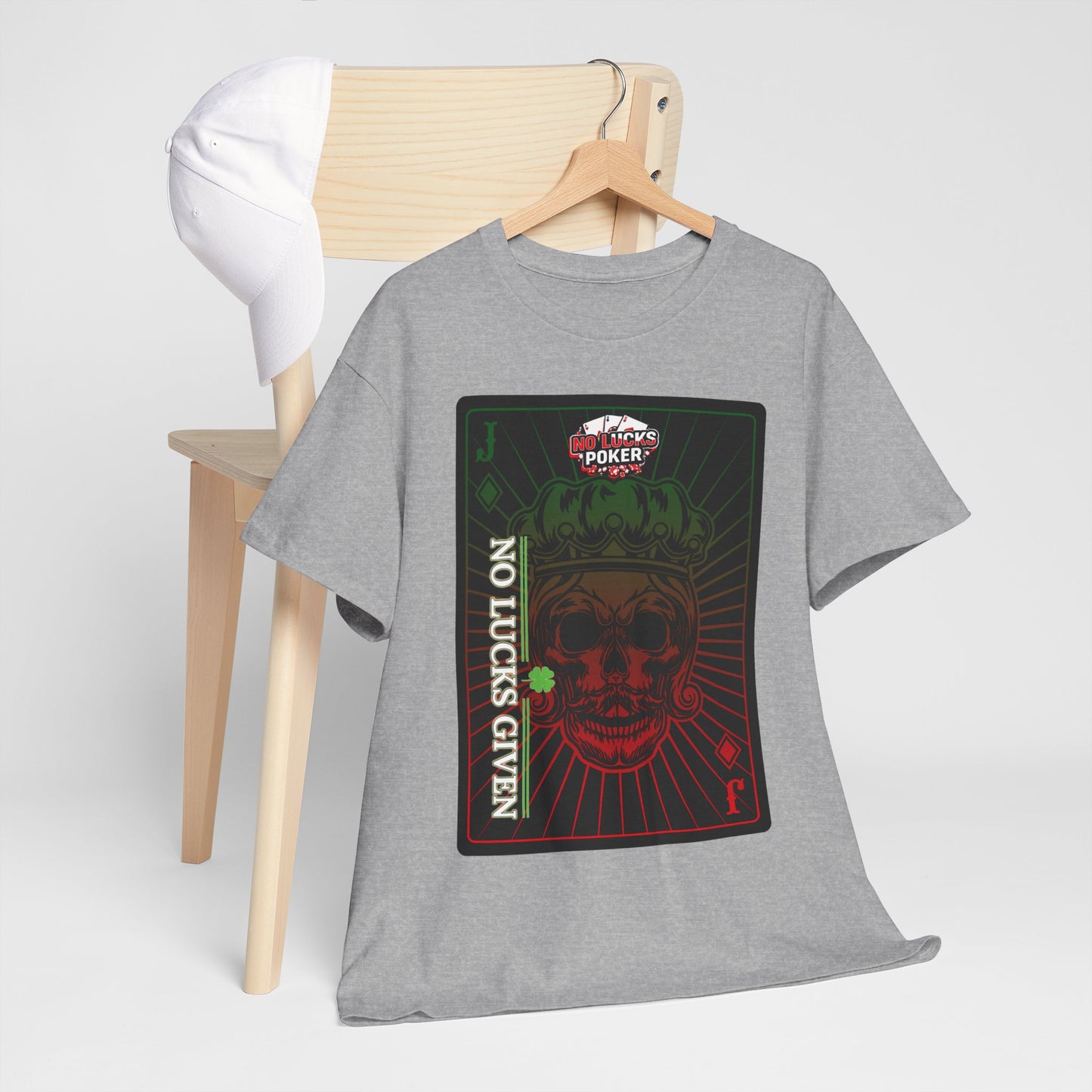 No Lucks Given – Jack Skull Crown Poker Tee (Green & Red Edition)