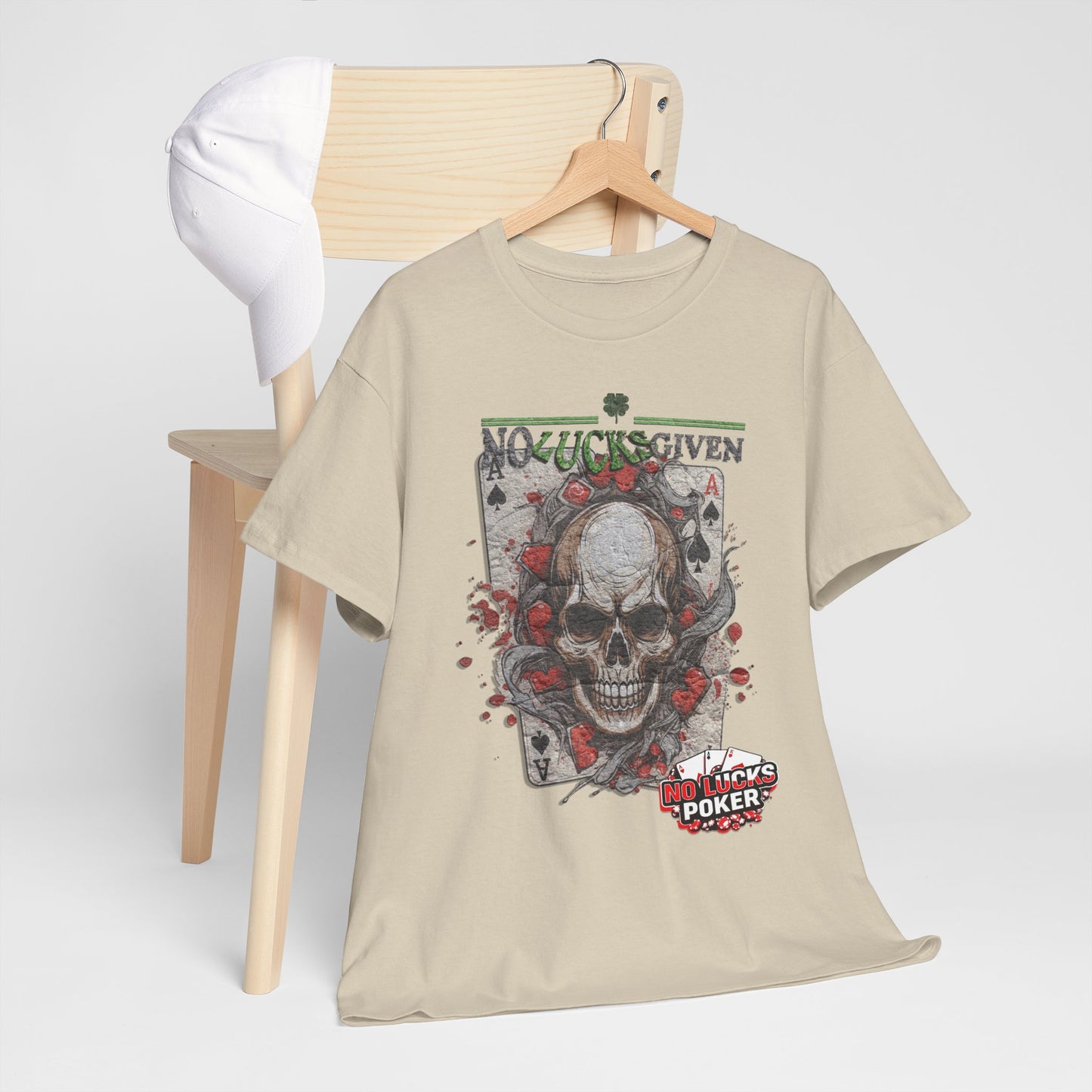 No Lucks Given Skull Breaking thru Ace of Spades T-Shirt Must have Good Luck All-in