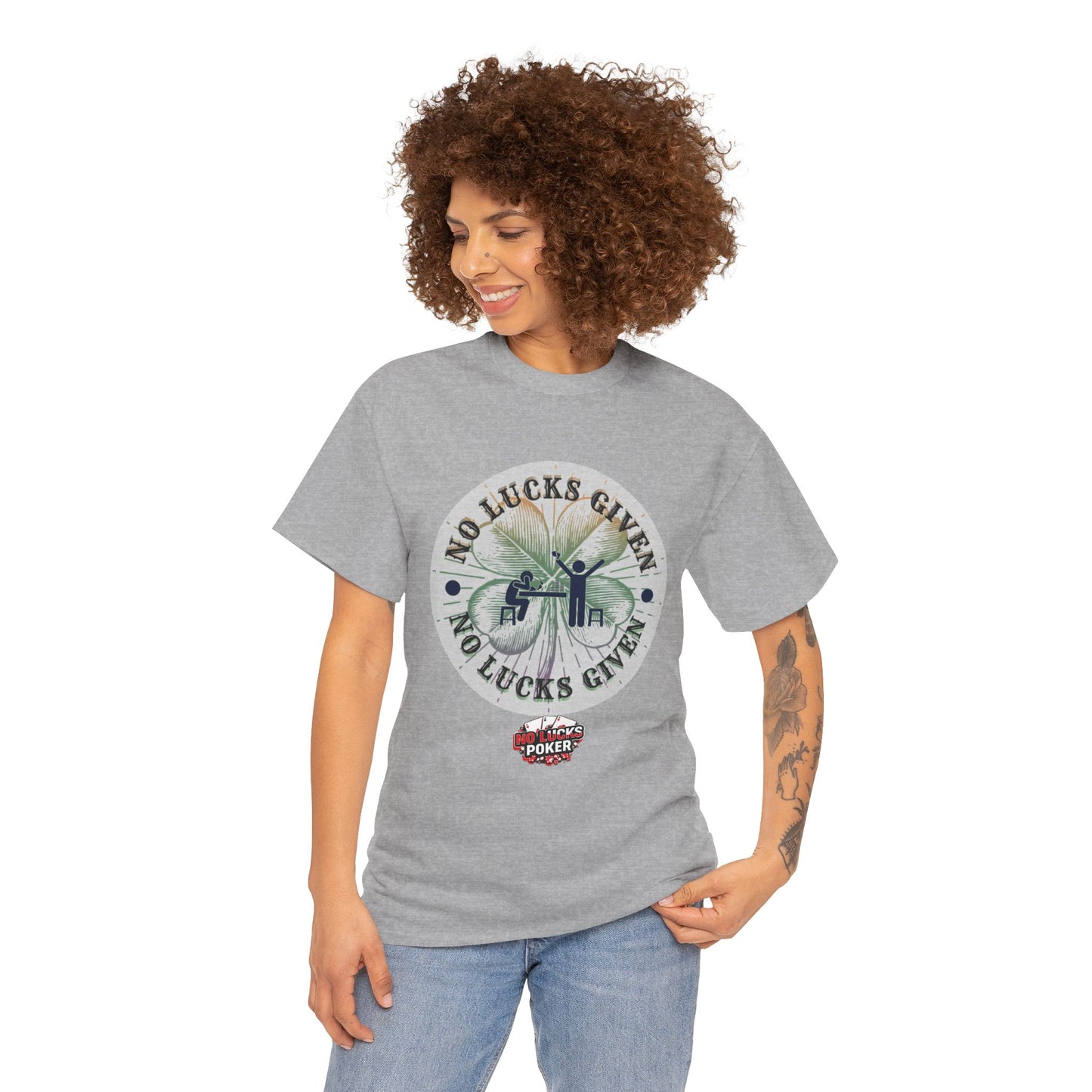 No Lucks Given – Large Clover Poker T-Shirt | Skill Over Luck