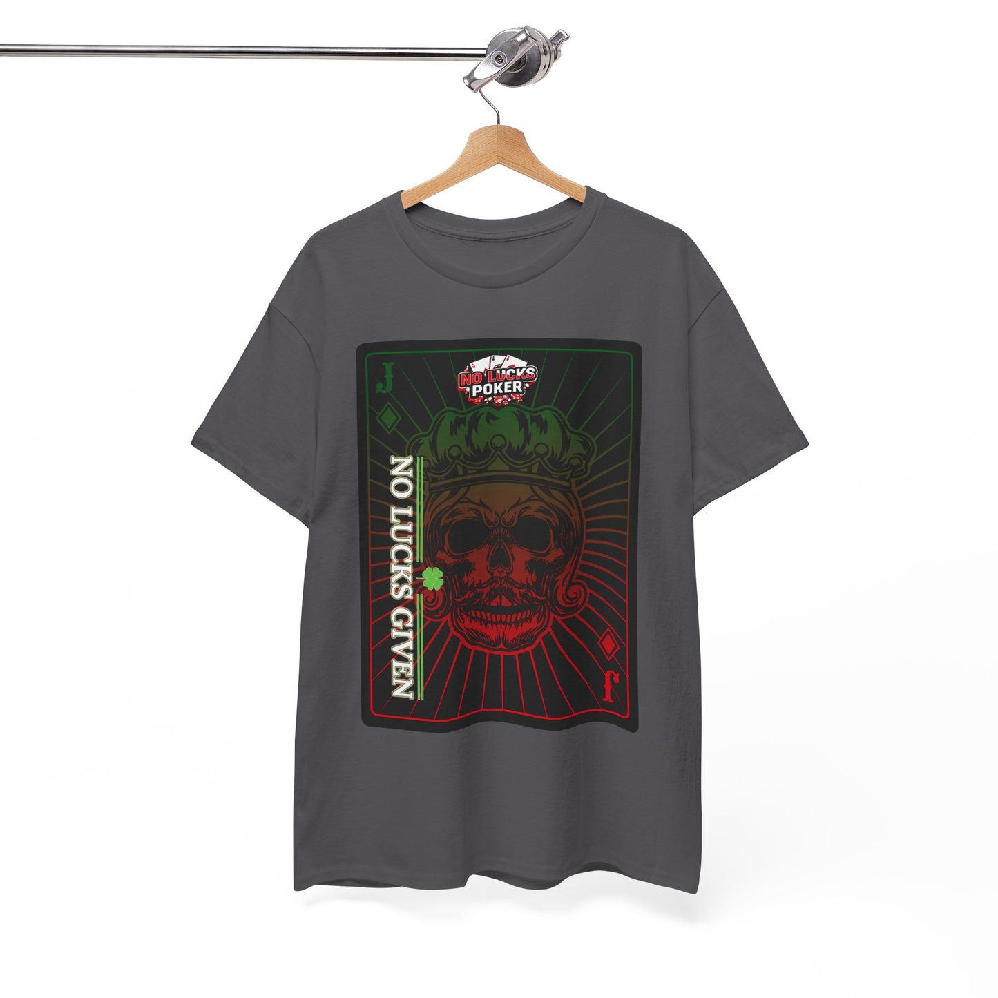 No Lucks Given – Jack Skull Crown Poker Tee (Green & Red Edition)