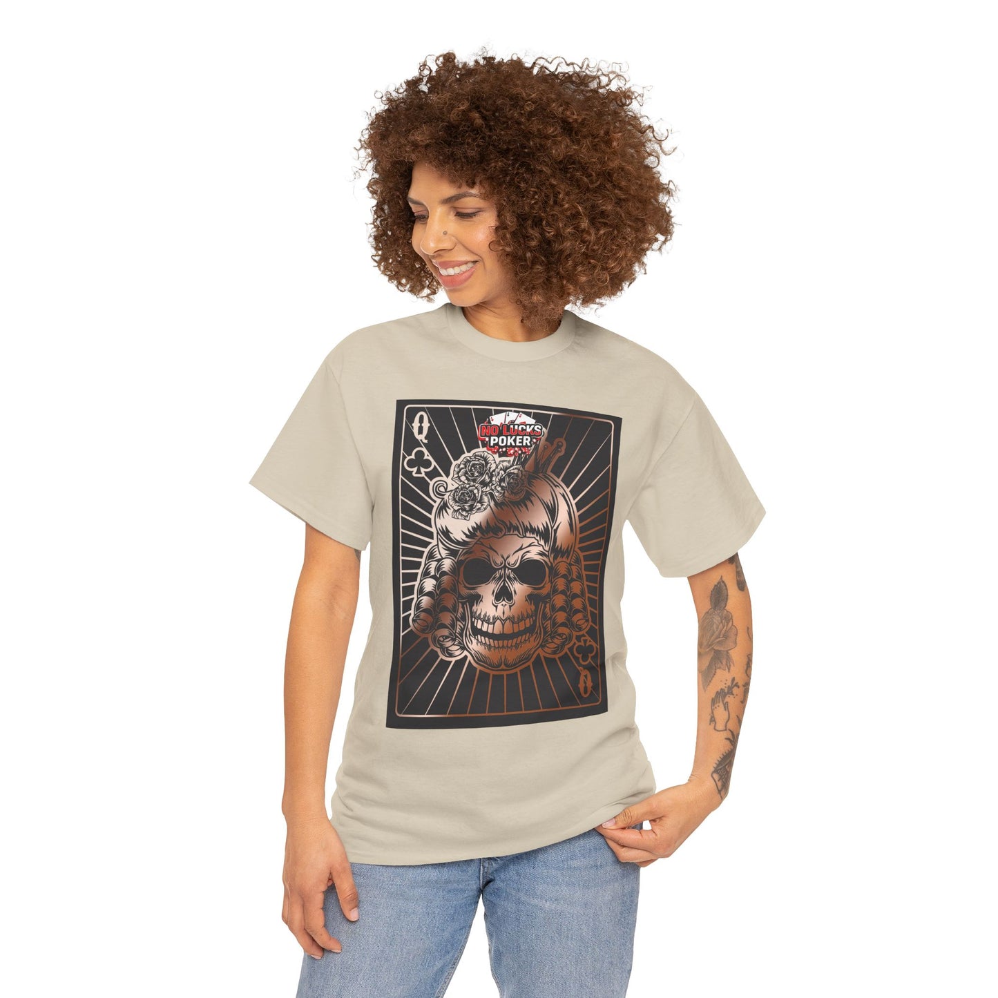 No Lucks Given Angry Queen of Clubs Copper Poker T-Shirt Must have Good Luck All-in