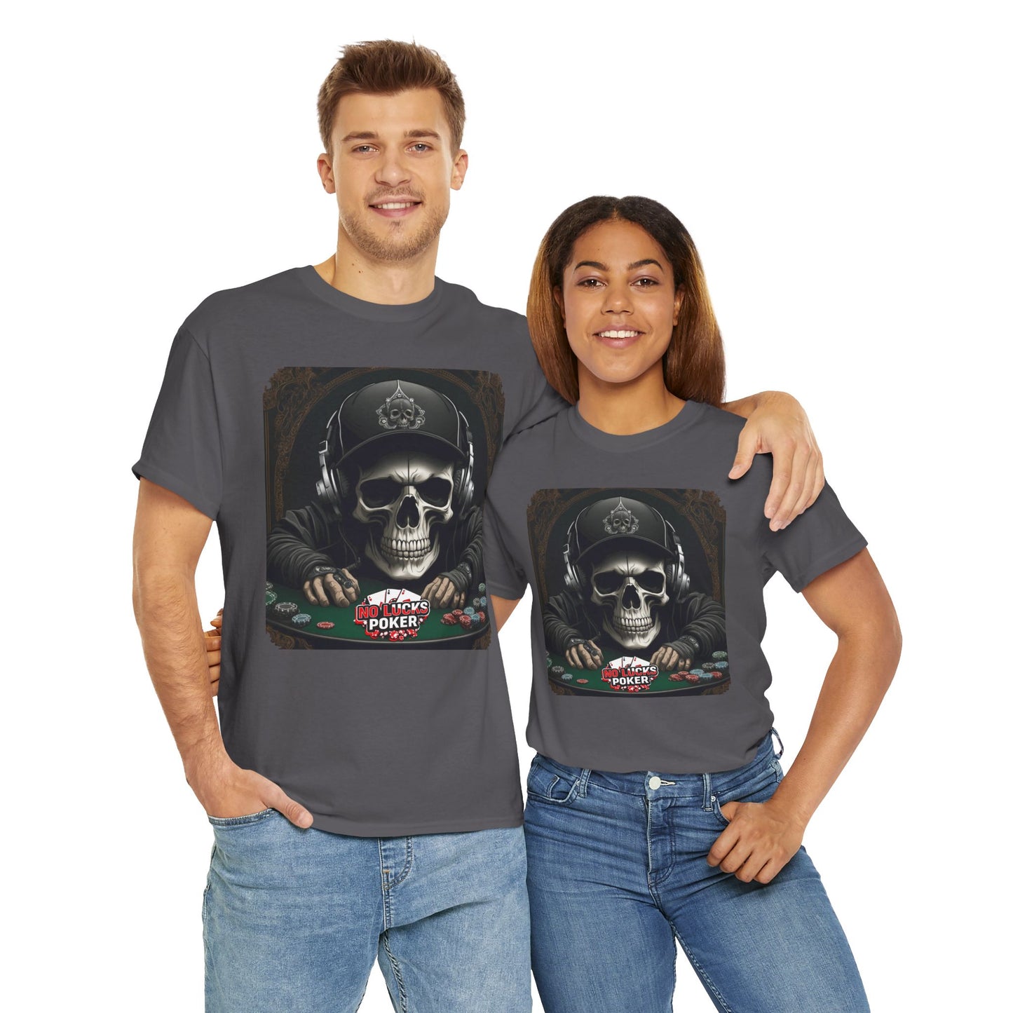 No Lucks Given – Hoodie Skull & Headphones Poker Tee