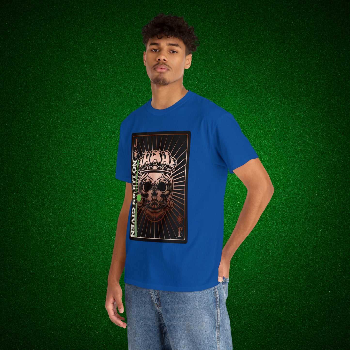 No Lucks Given Jack Skull in Crown of Diamonds Copper Poker T-Shirt Must have Good Luck All-in