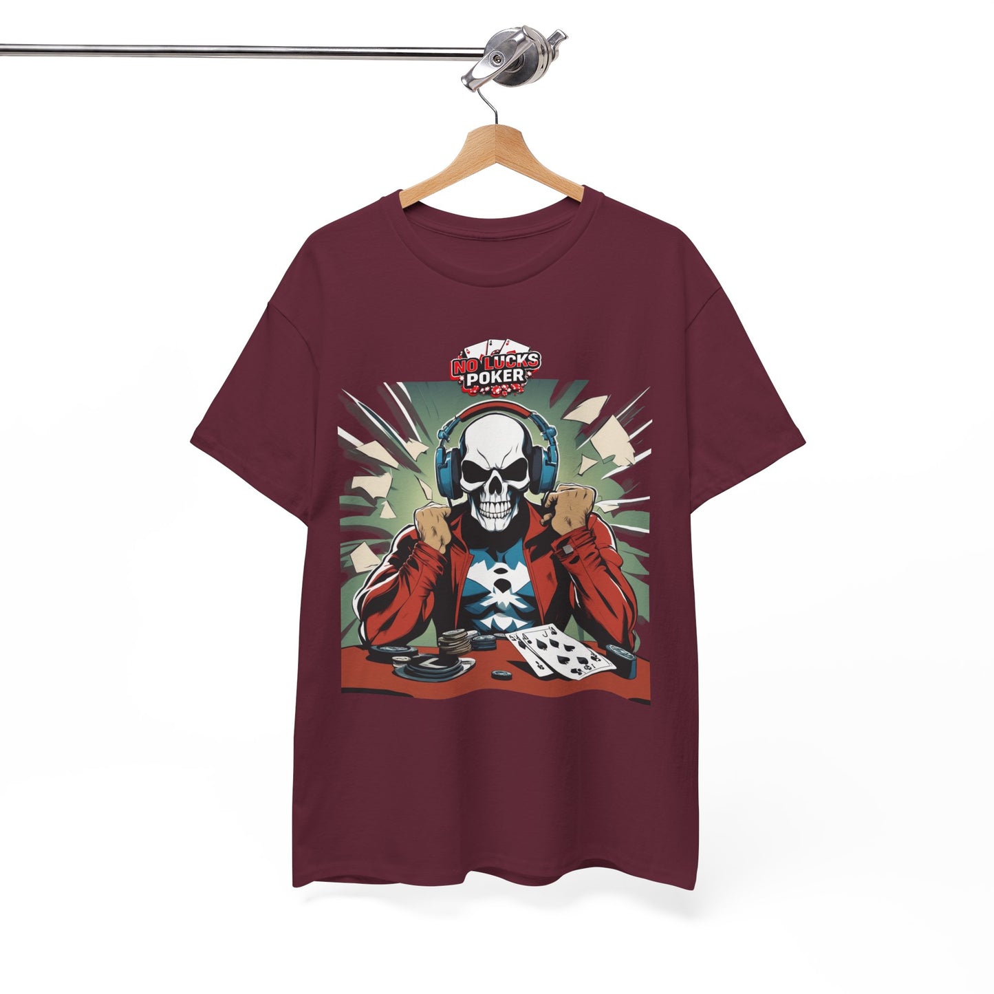 No Lucks Given – Poker Skull w/ Headphones Tee (Hero/Villain Edition)