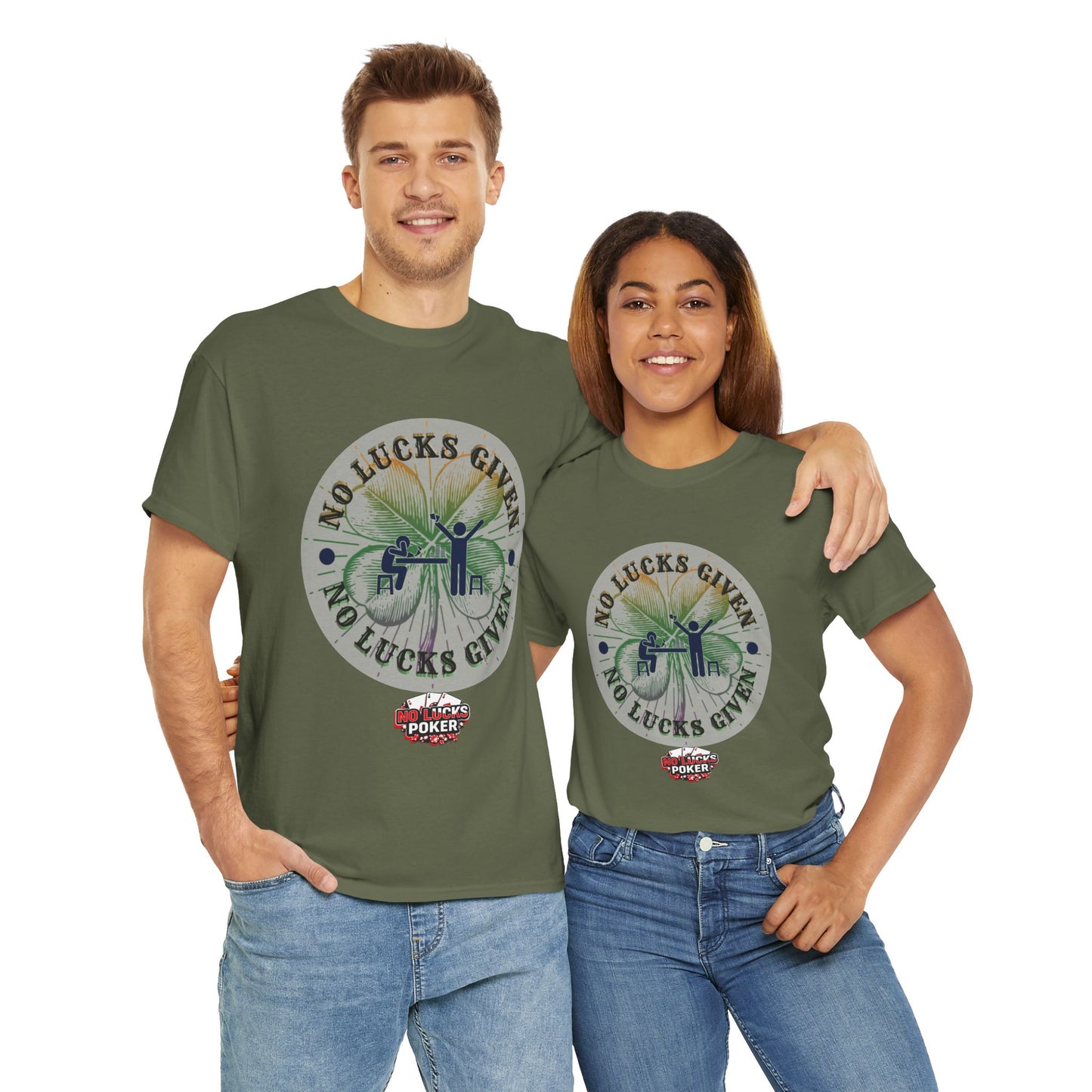 No Lucks Given – Large Clover Poker T-Shirt | Skill Over Luck