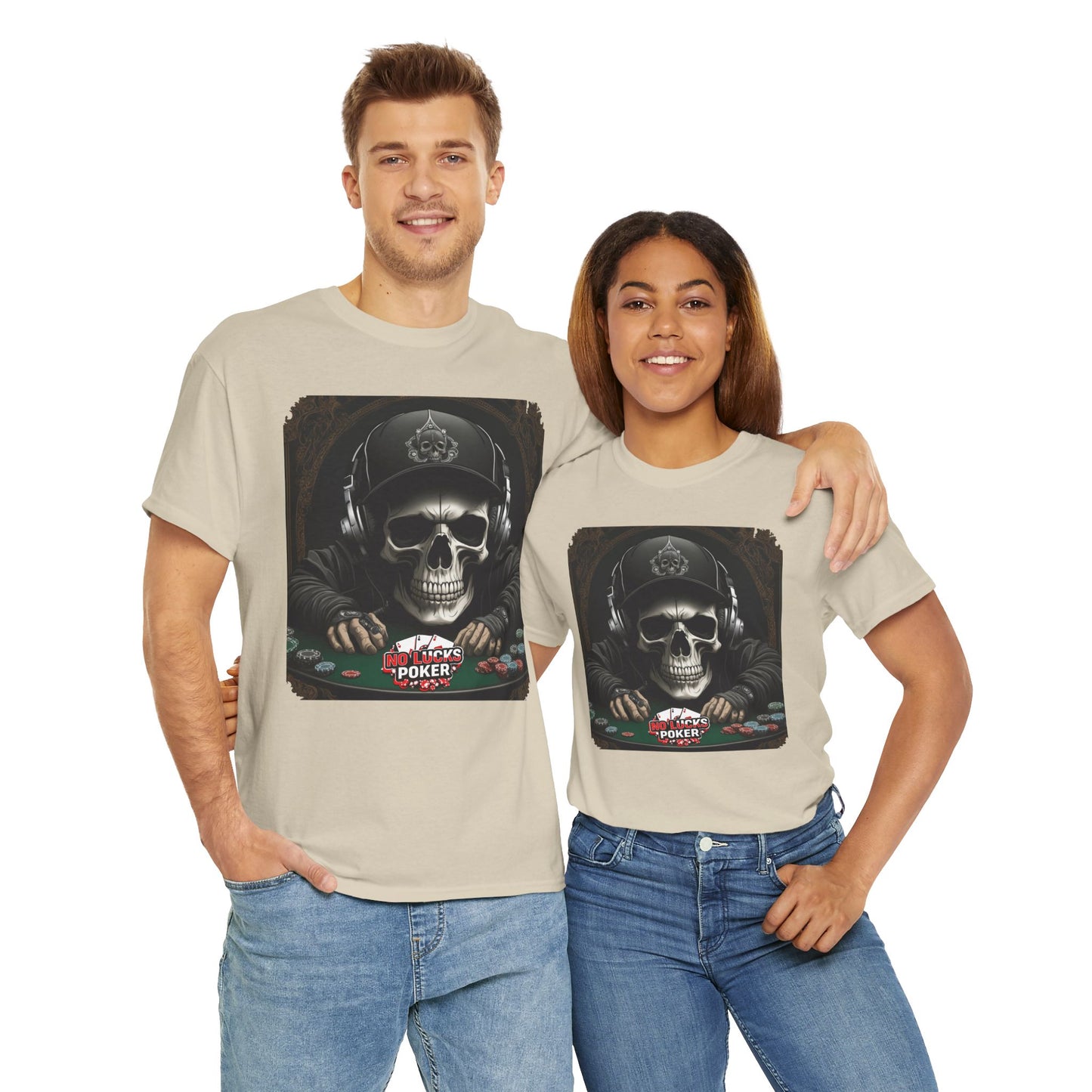 No Lucks Given – Hoodie Skull & Headphones Poker Tee