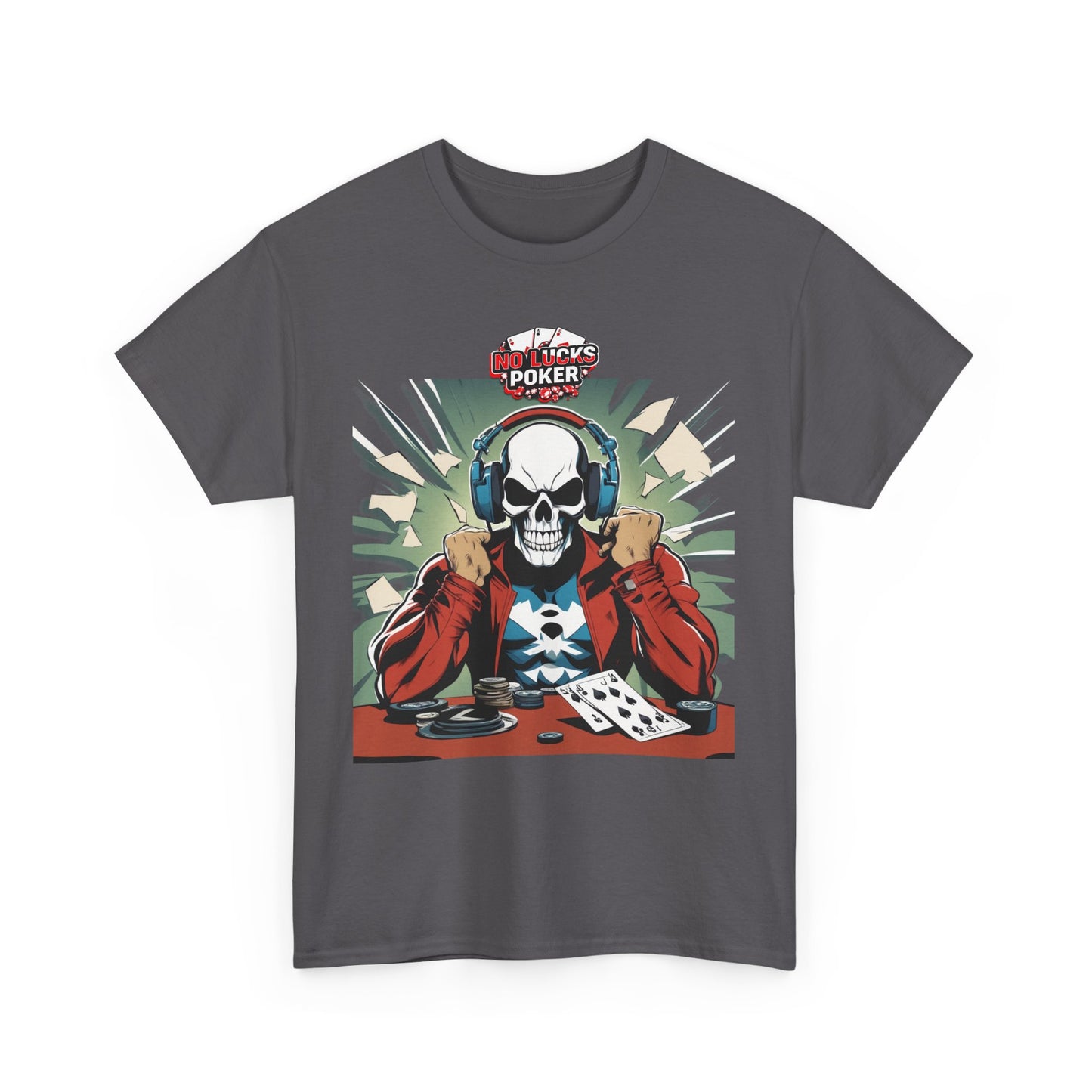 No Lucks Given – Poker Skull w/ Headphones Tee (Hero/Villain Edition)