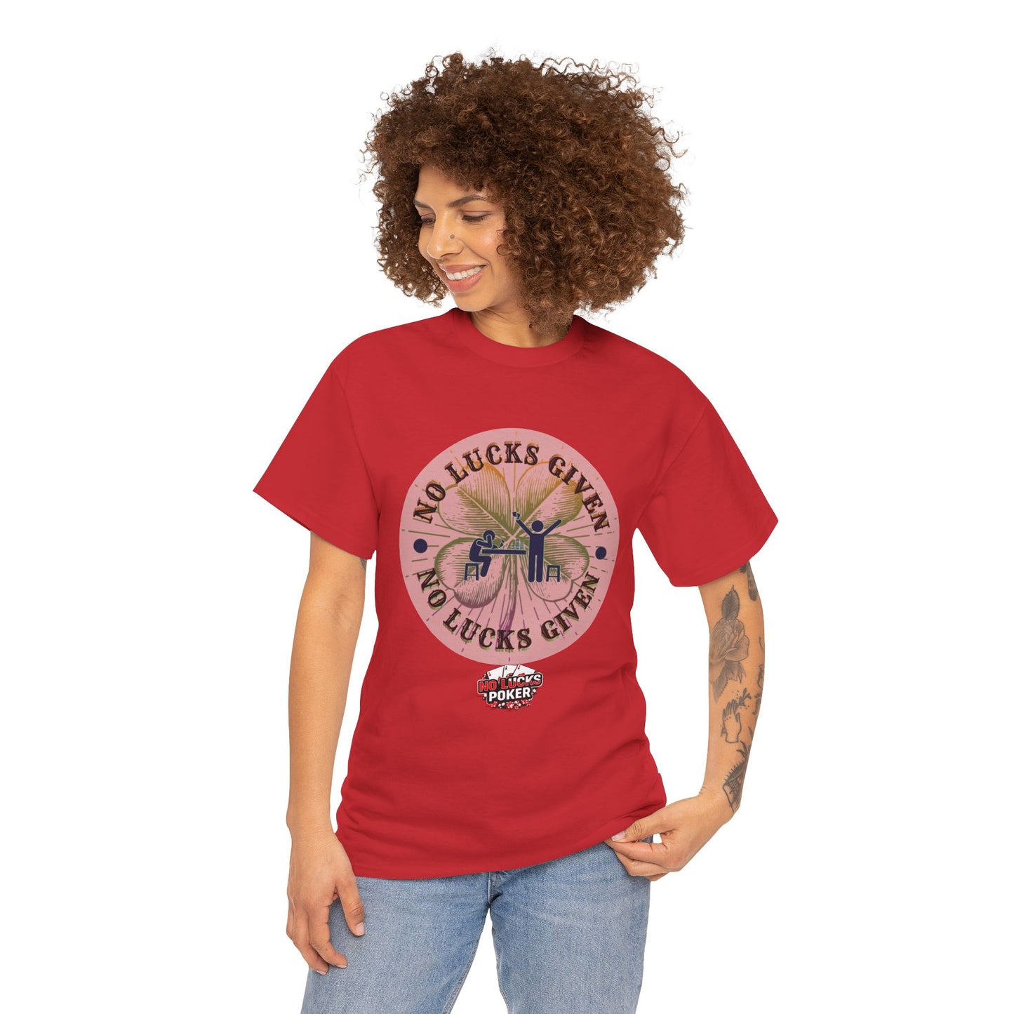 No Lucks Given – Large Clover Poker T-Shirt | Skill Over Luck