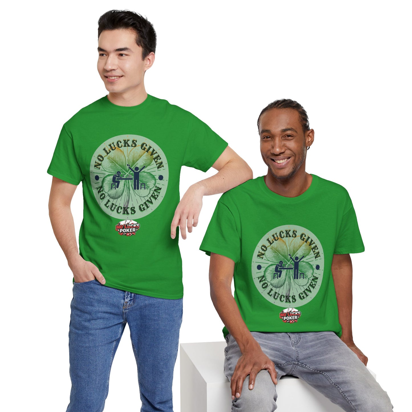 No Lucks Given – Large Clover Poker T-Shirt | Skill Over Luck