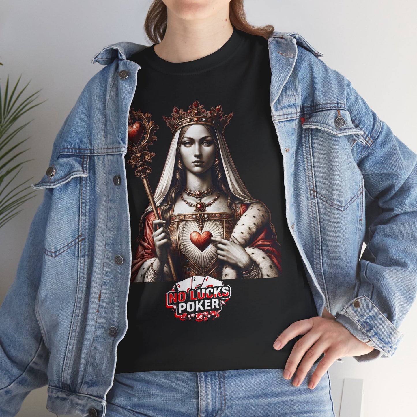Queen of Hearts Poker T-Shirt | Unisex Heavy Cotton Tee