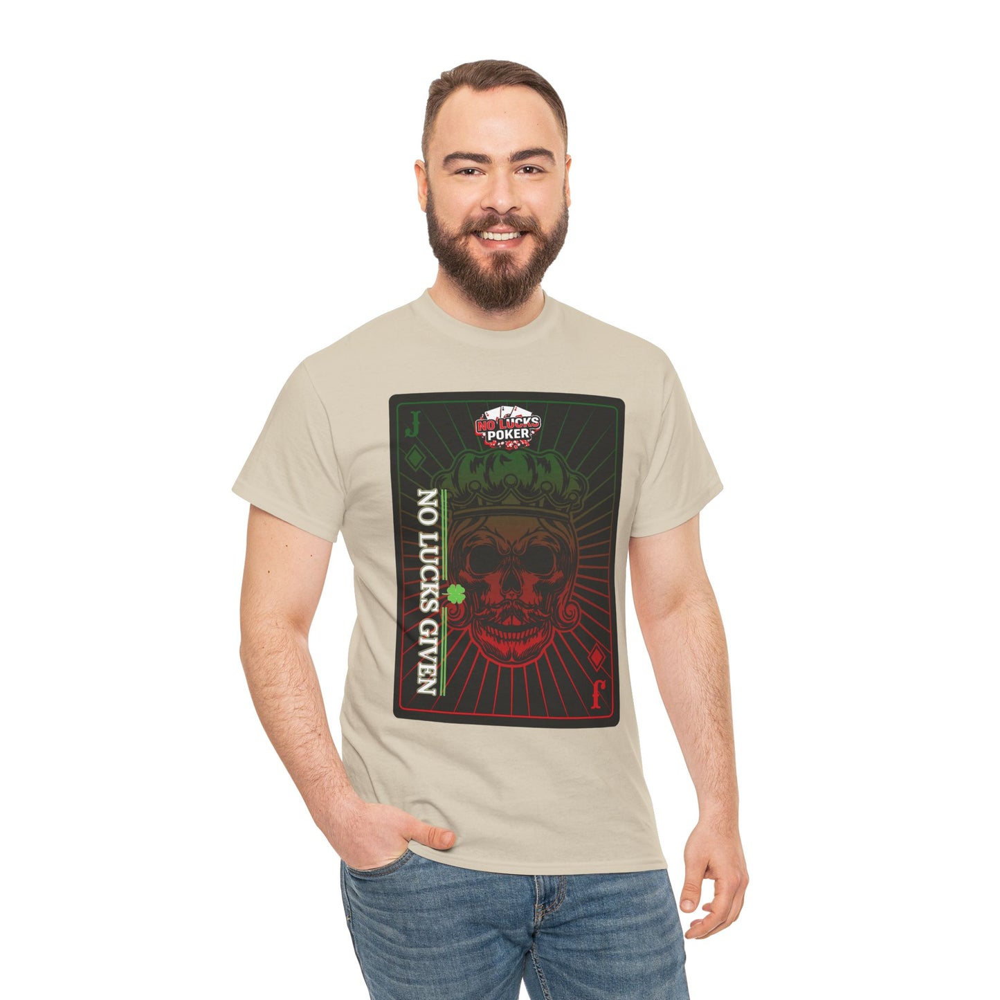 No Lucks Given – Jack Skull Crown Poker Tee (Green & Red Edition)
