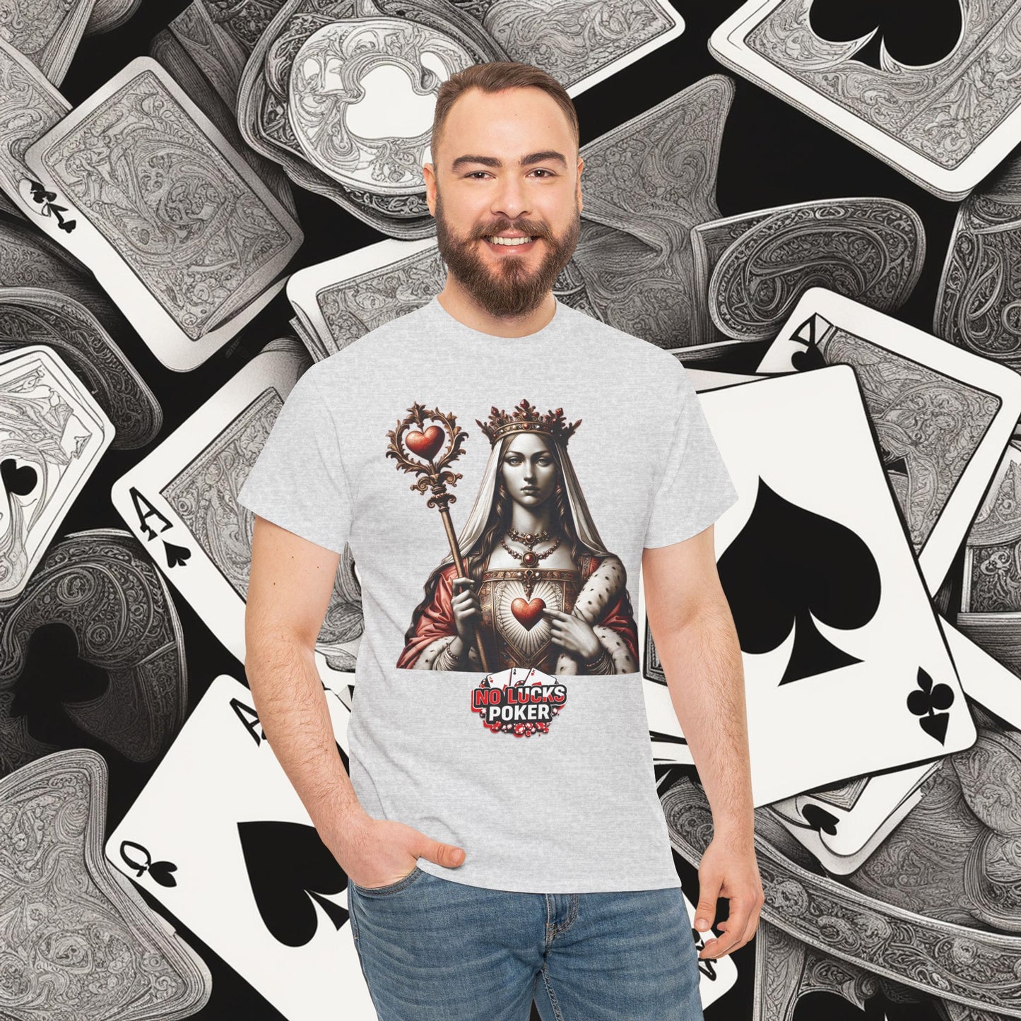 Queen of Hearts Poker T-Shirt | Unisex Heavy Cotton Tee