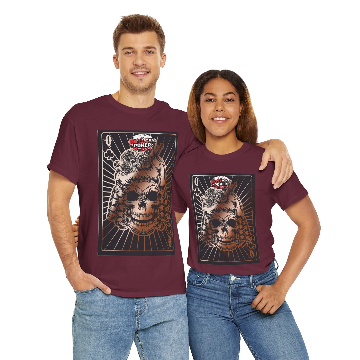 No Lucks Given Angry Queen of Clubs Copper Poker T-Shirt Must have Good Luck All-in