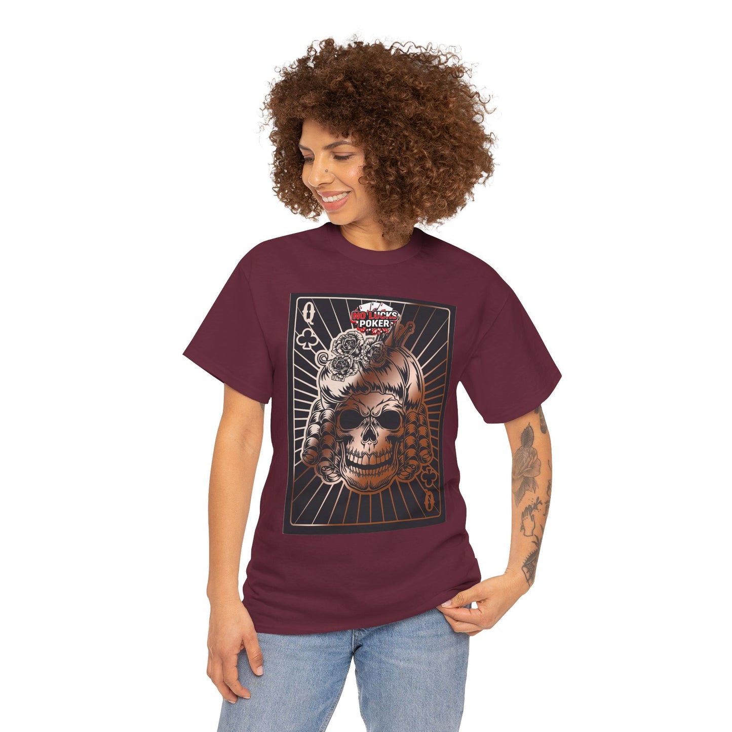 No Lucks Given Angry Queen of Clubs Copper Poker T-Shirt Must have Good Luck All-in
