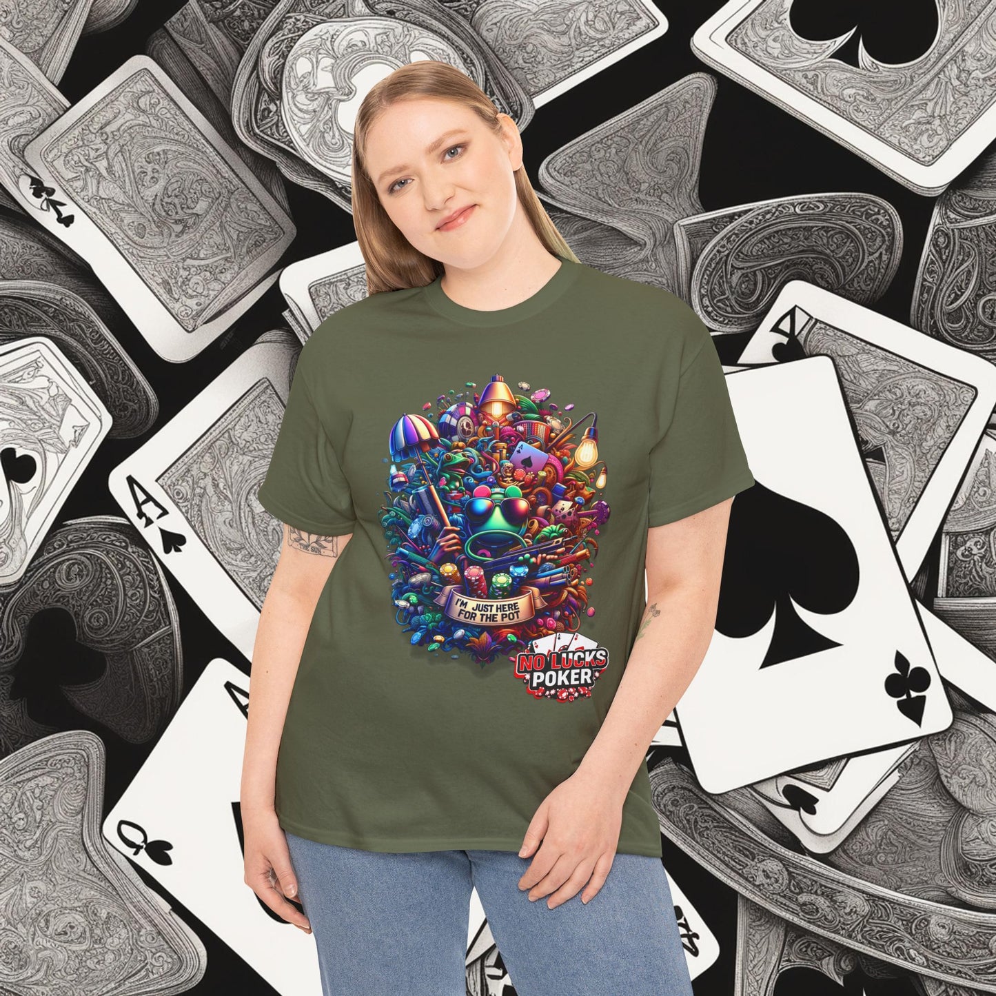 I'm Just here for the Pot unisex heavy cotton tee Poker Apparel