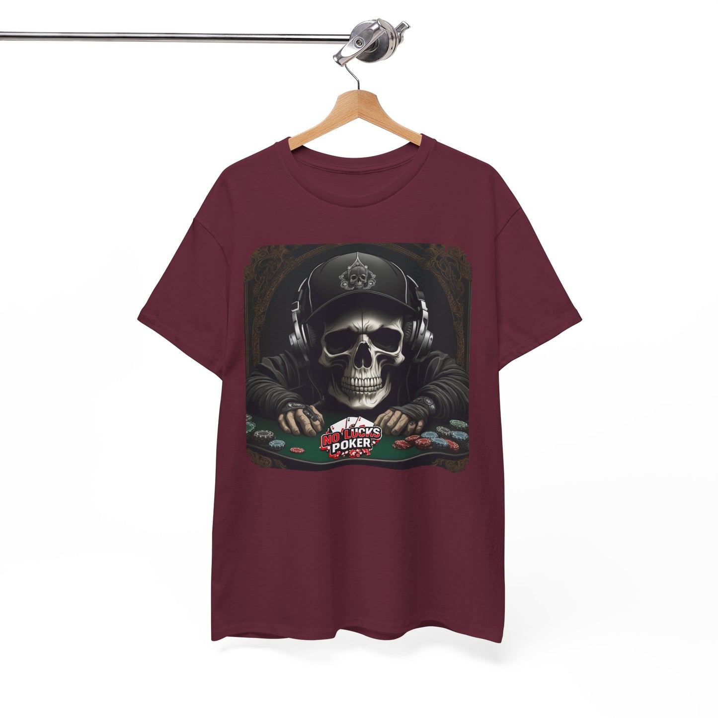 No Lucks Given – Hoodie Skull & Headphones Poker Tee