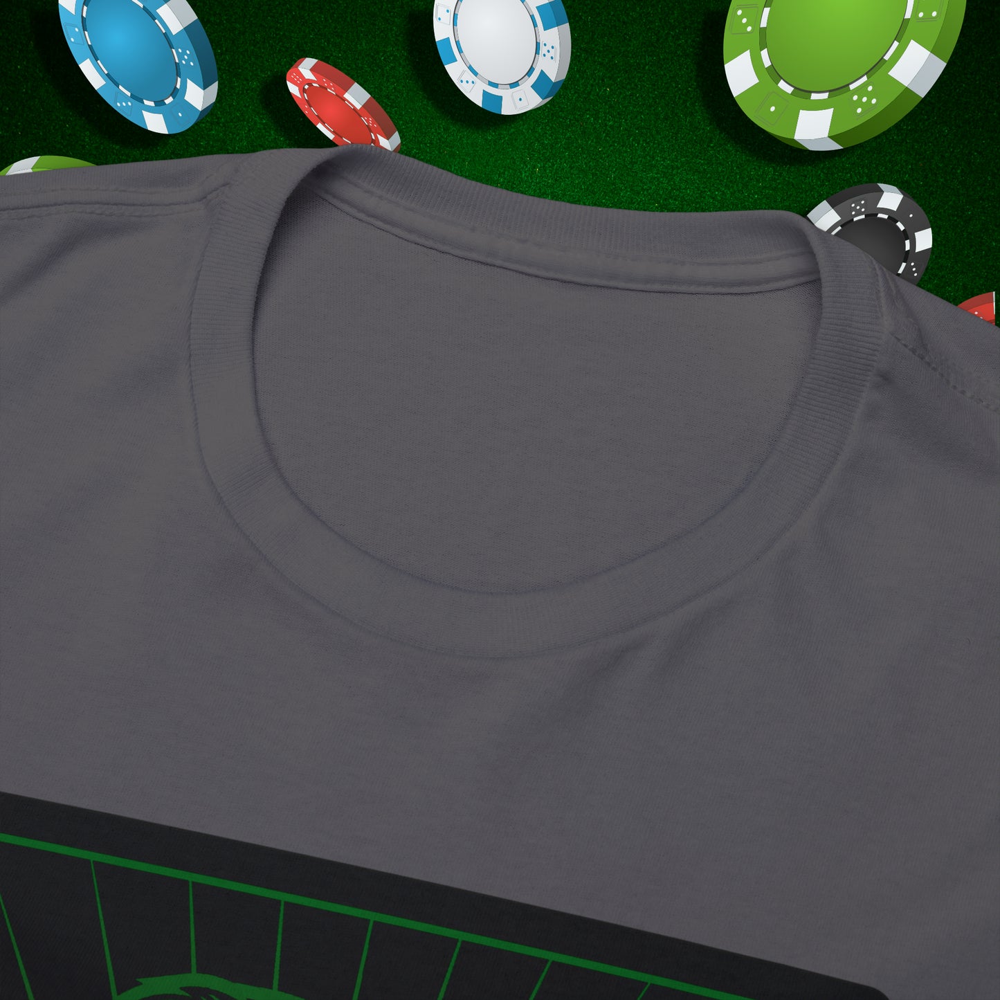 No Lucks Given Jack Skull in Crown of Clubs Green Red Poker T-Shirt Must have Good Luck All-in