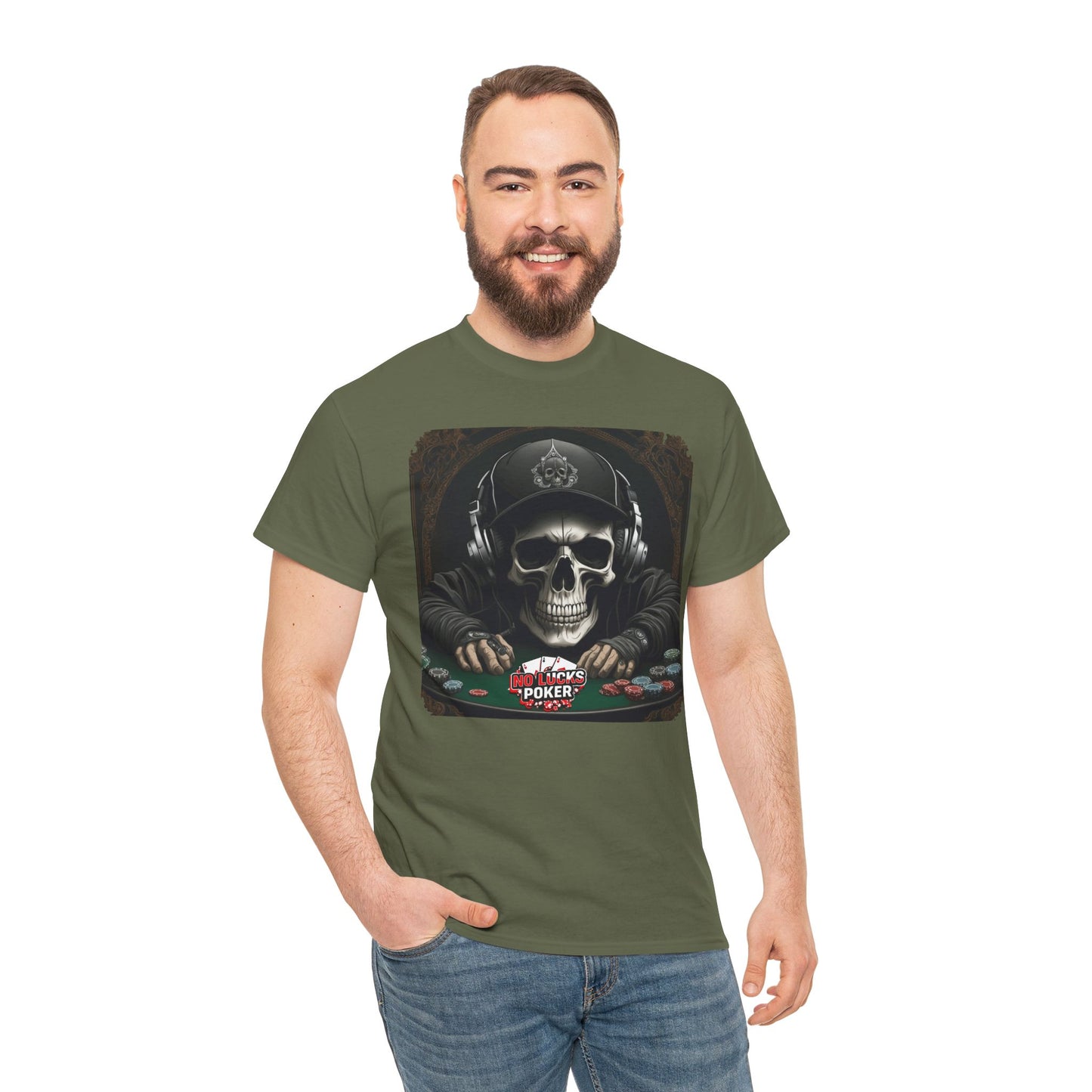 No Lucks Given – Hoodie Skull & Headphones Poker Tee