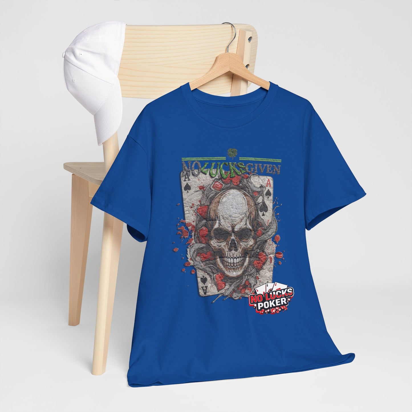 No Lucks Given Skull Breaking thru Ace of Spades T-Shirt Must have Good Luck All-in