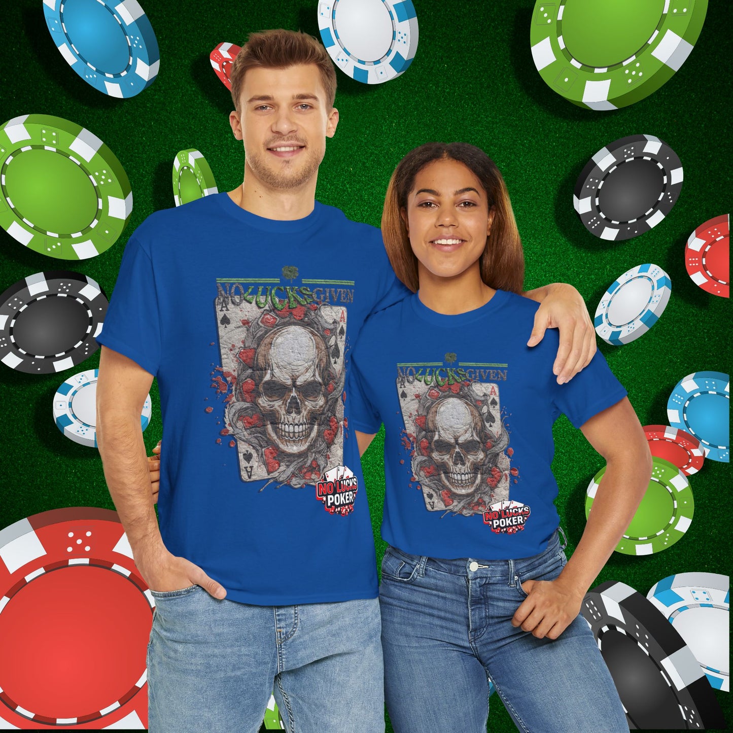 No Lucks Given Skull Breaking thru Ace of Spades T-Shirt Must have Good Luck All-in