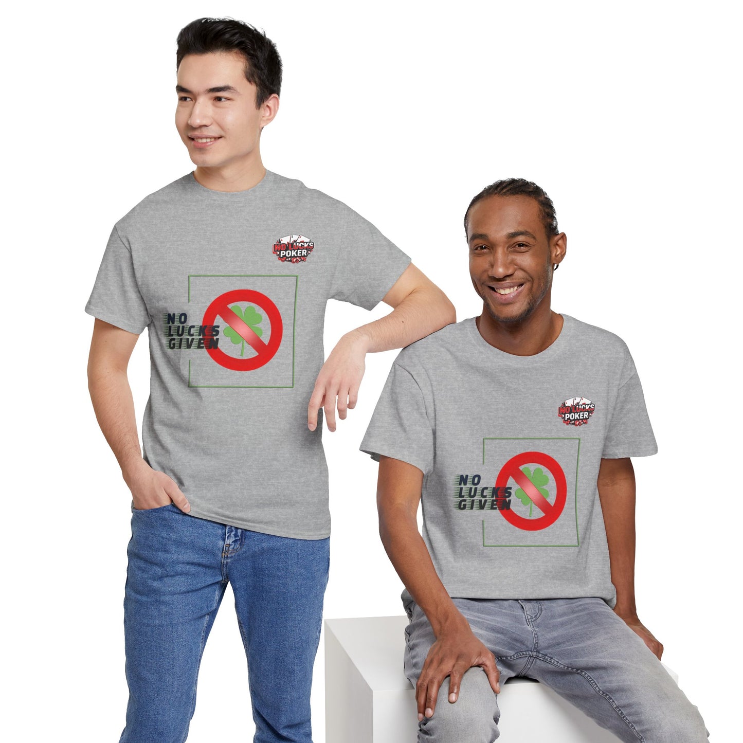 No Lucks Given Large Clover Poker T-Shirt Good Luck All-in
