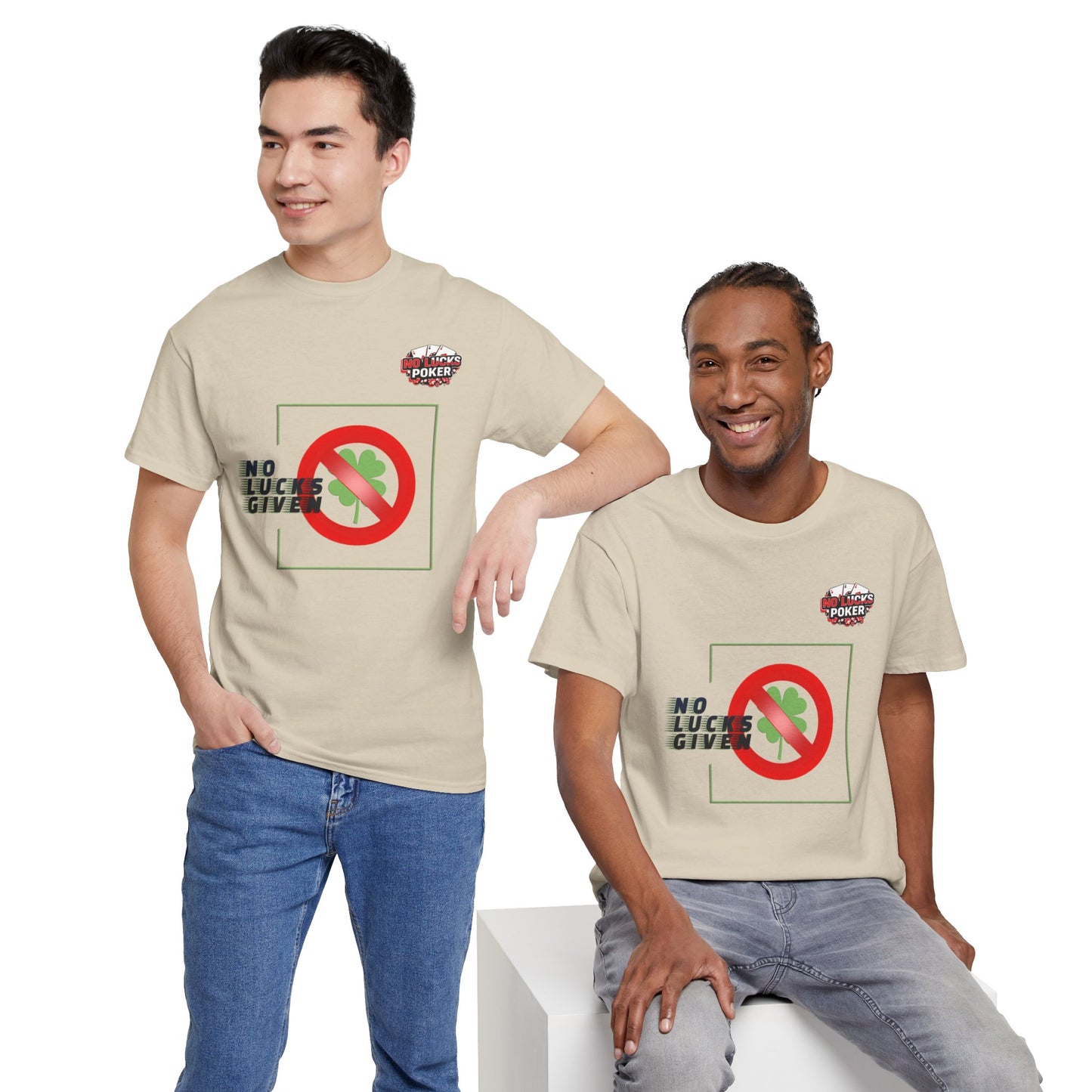 No Lucks Given Large Clover Poker T-Shirt Good Luck All-in