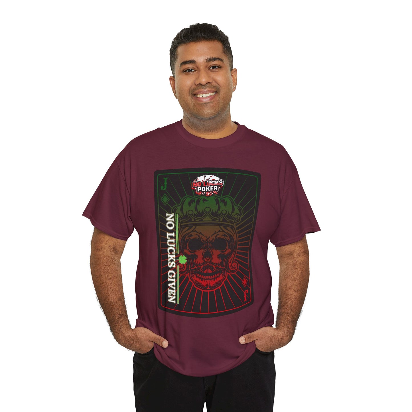 No Lucks Given – Jack Skull Crown Poker Tee (Green & Red Edition)