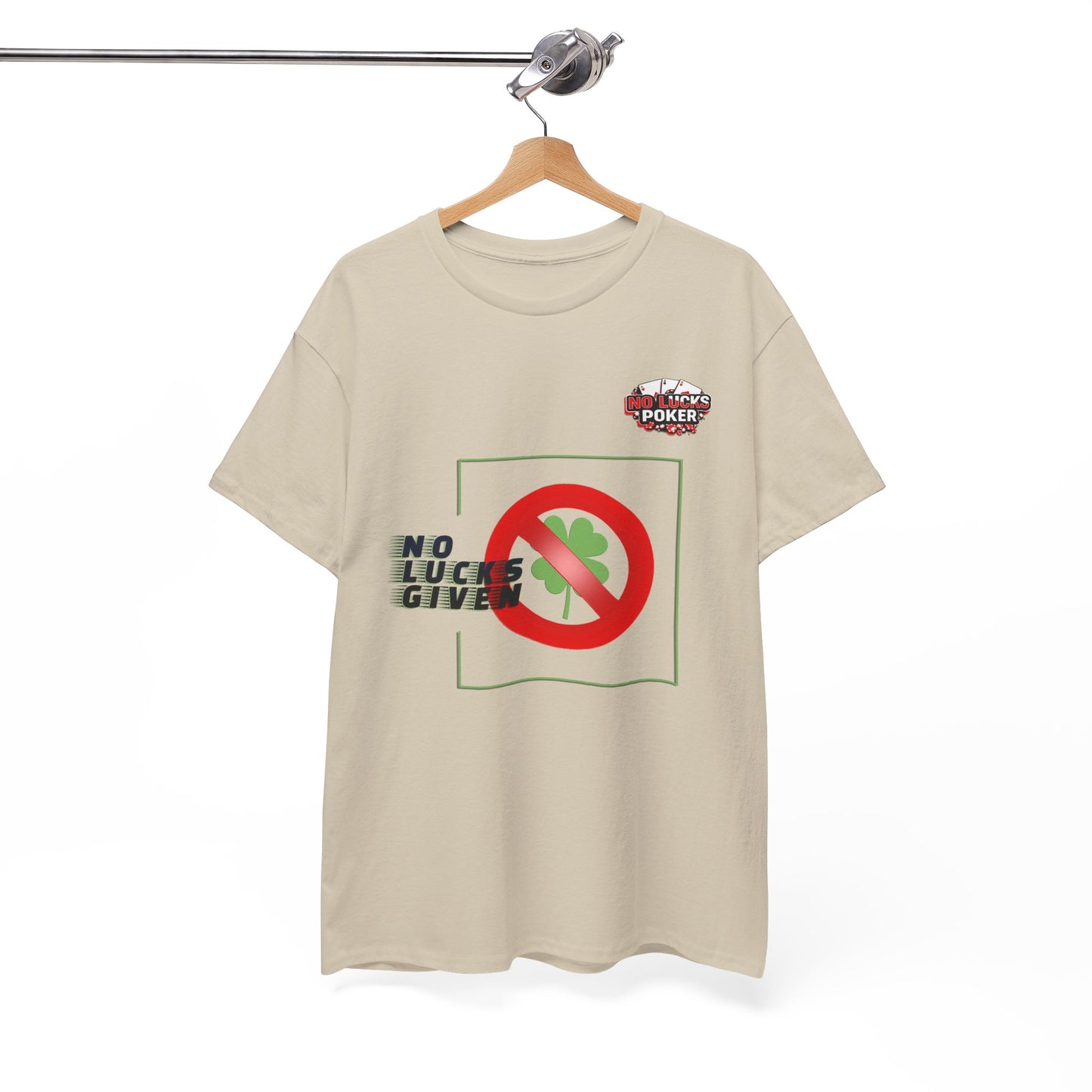 No Lucks Given Large Clover Poker T-Shirt Good Luck All-in