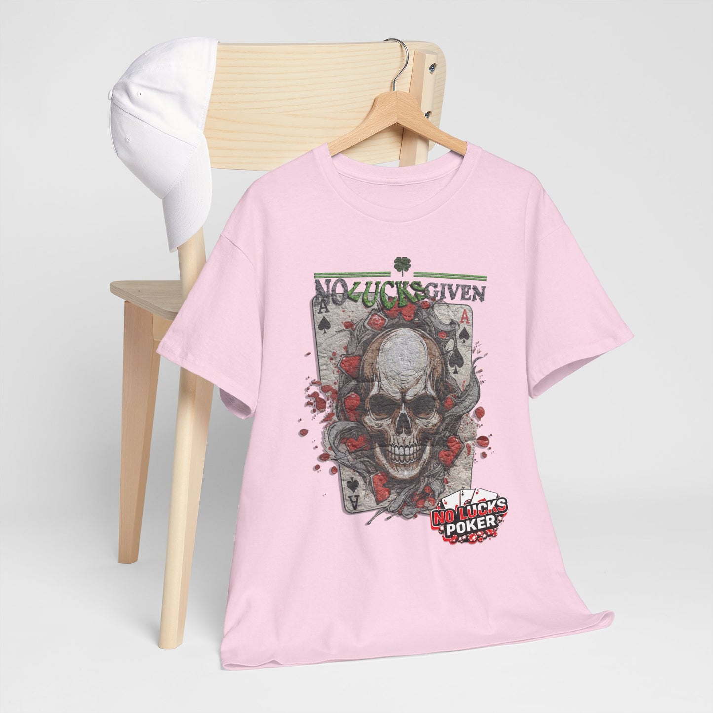 No Lucks Given Skull Breaking thru Ace of Spades T-Shirt Must have Good Luck All-in